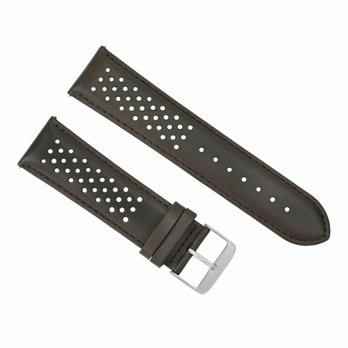 24mm Perforated Leather Watch Band Strap - Quick Release Black Replacement Strap Compatible with Tag Heuer Carrera - Perfect for Casual Wear, Business Attire & Sports Activities