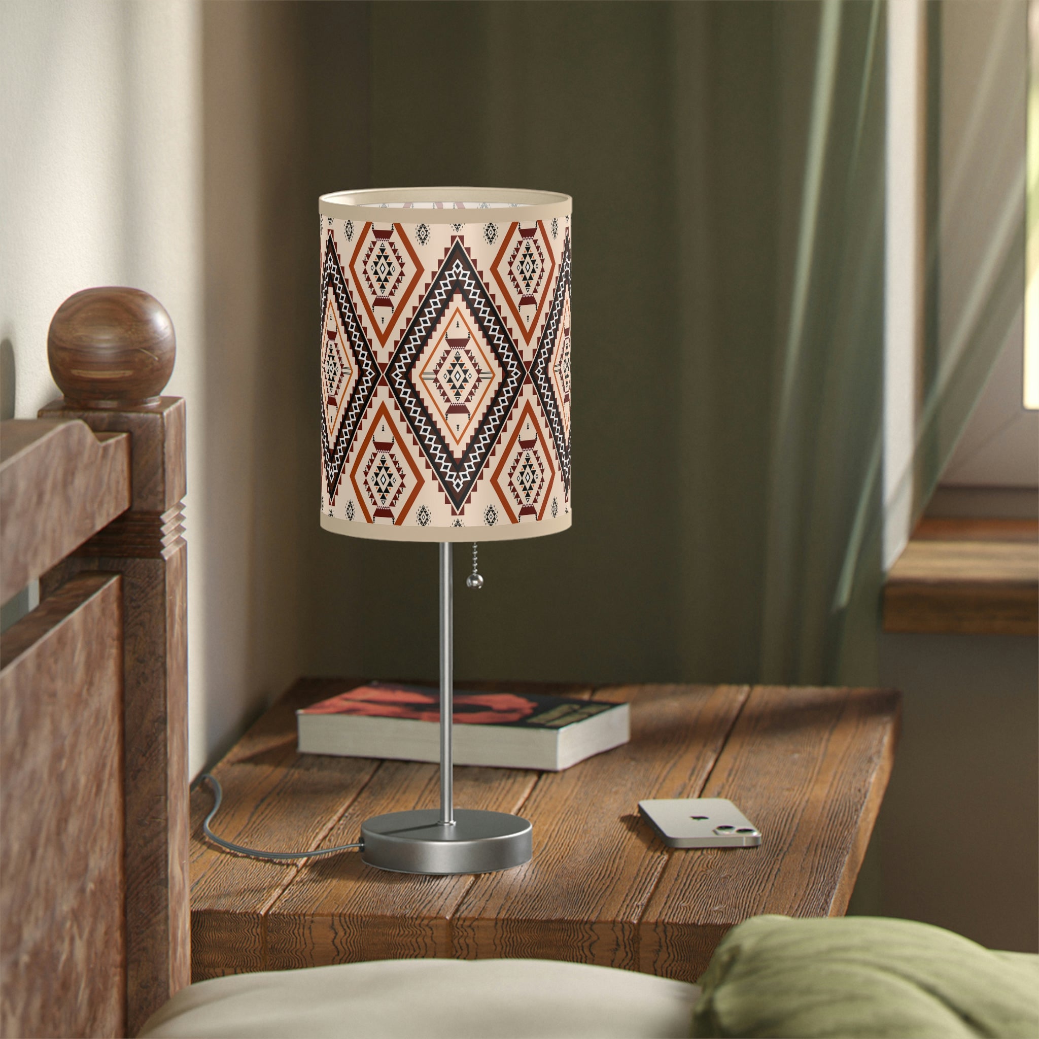Southwestern Style Table Lamp for Bedroom & Living Room - Adjustable Reading Light with US/CA Plug - Perfect for Nightstands, Sofa Side Tables and Home Office Desks