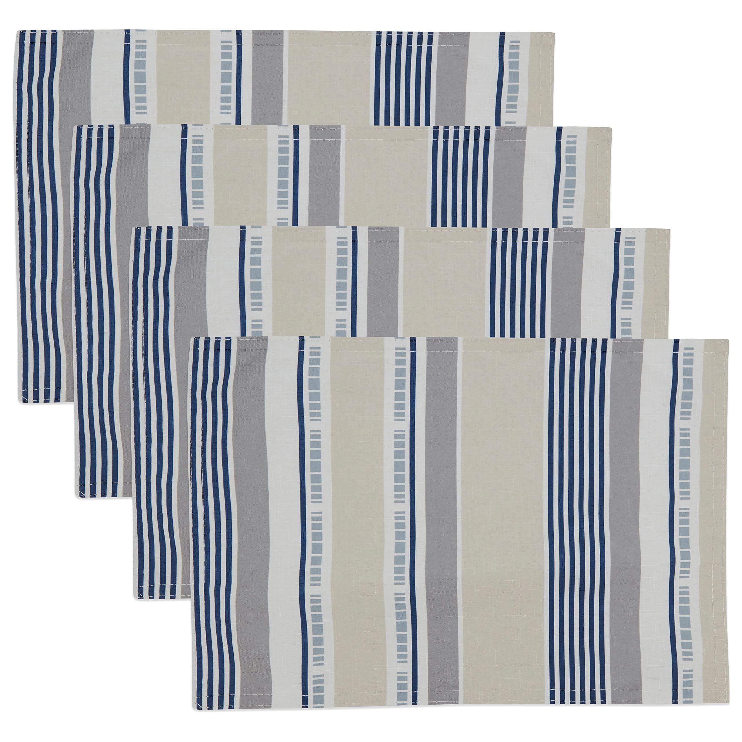 Premium Striped Cotton Placemats Set of 4 - Waterproof & Washable Table Mats for Dining Room, Kitchen, Party Decor - Elegant Table Setting Accessories for Everyday Meals & Special Occasions