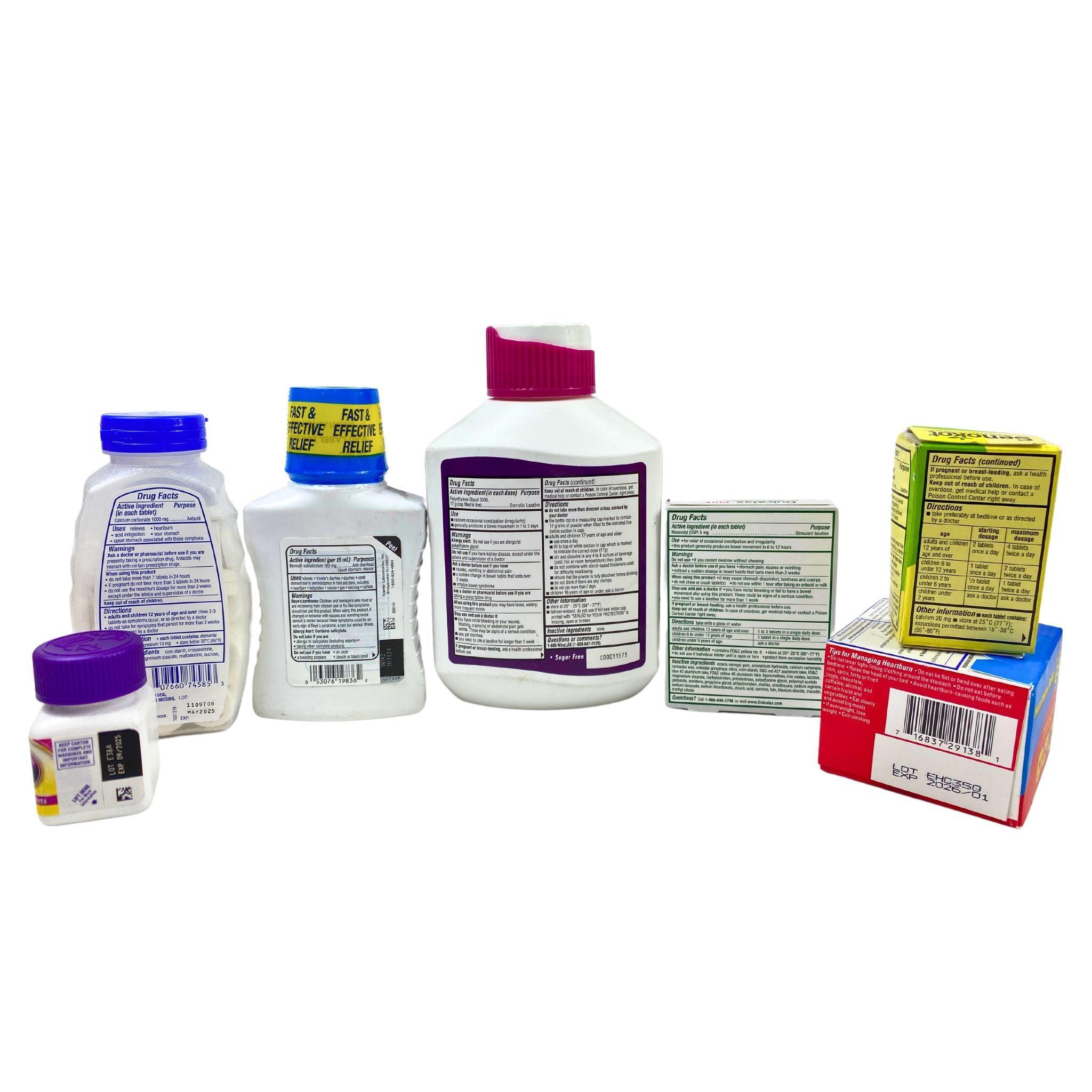 Digestive Relief Bundle - Dulcolax, Pepcid Complete, Nexium & Miralax (40 Count) for Heartburn, Constipation & Acid Reflux - Travel & Home Use