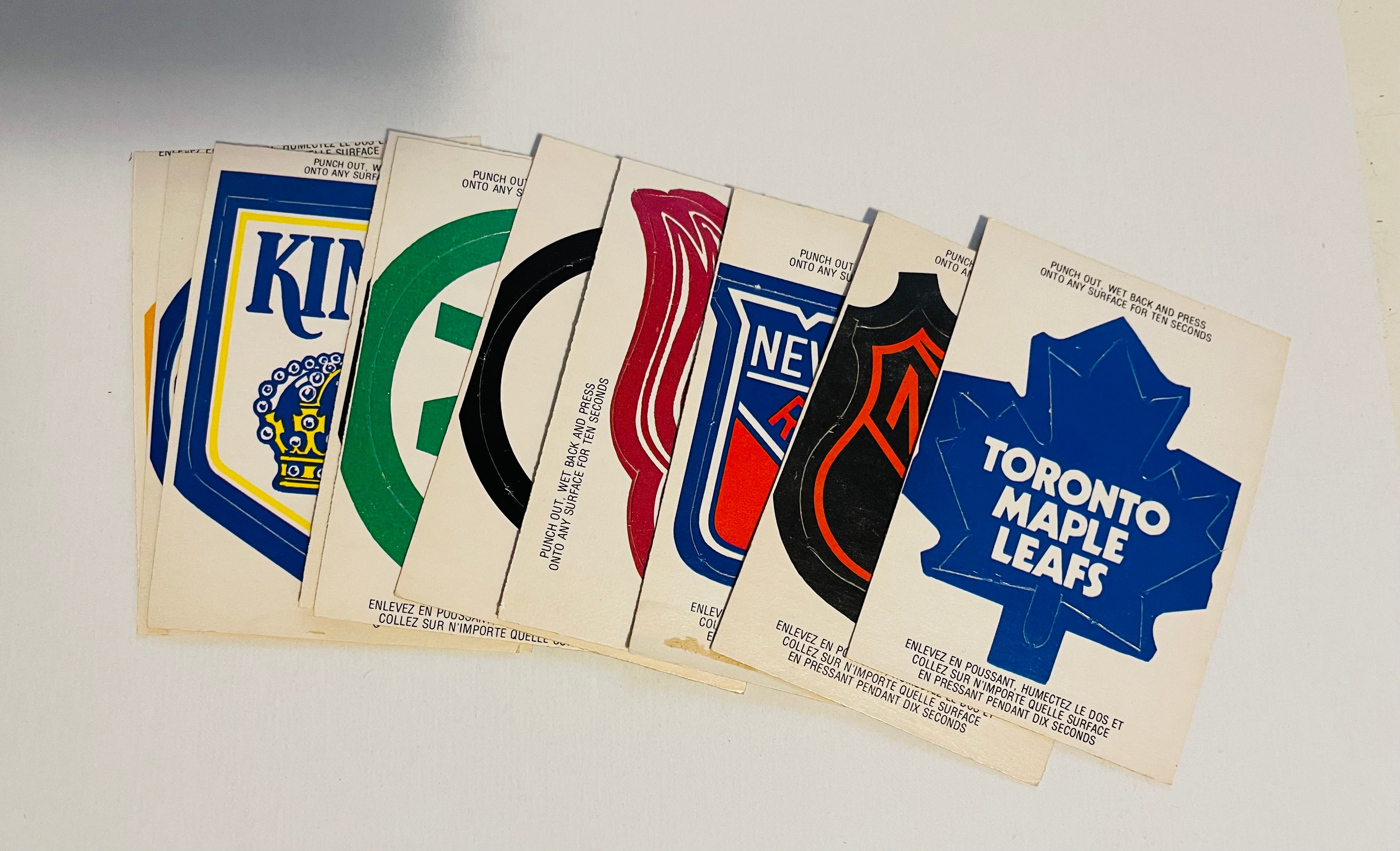Vintage 1970s Hockey Team Logo Punch-Out Insert Cards - 12 Team Collection - NHL Memorabilia for Collectors & Fans - Perfect for Sports Decor, Gift Giving & Trading Card Displays