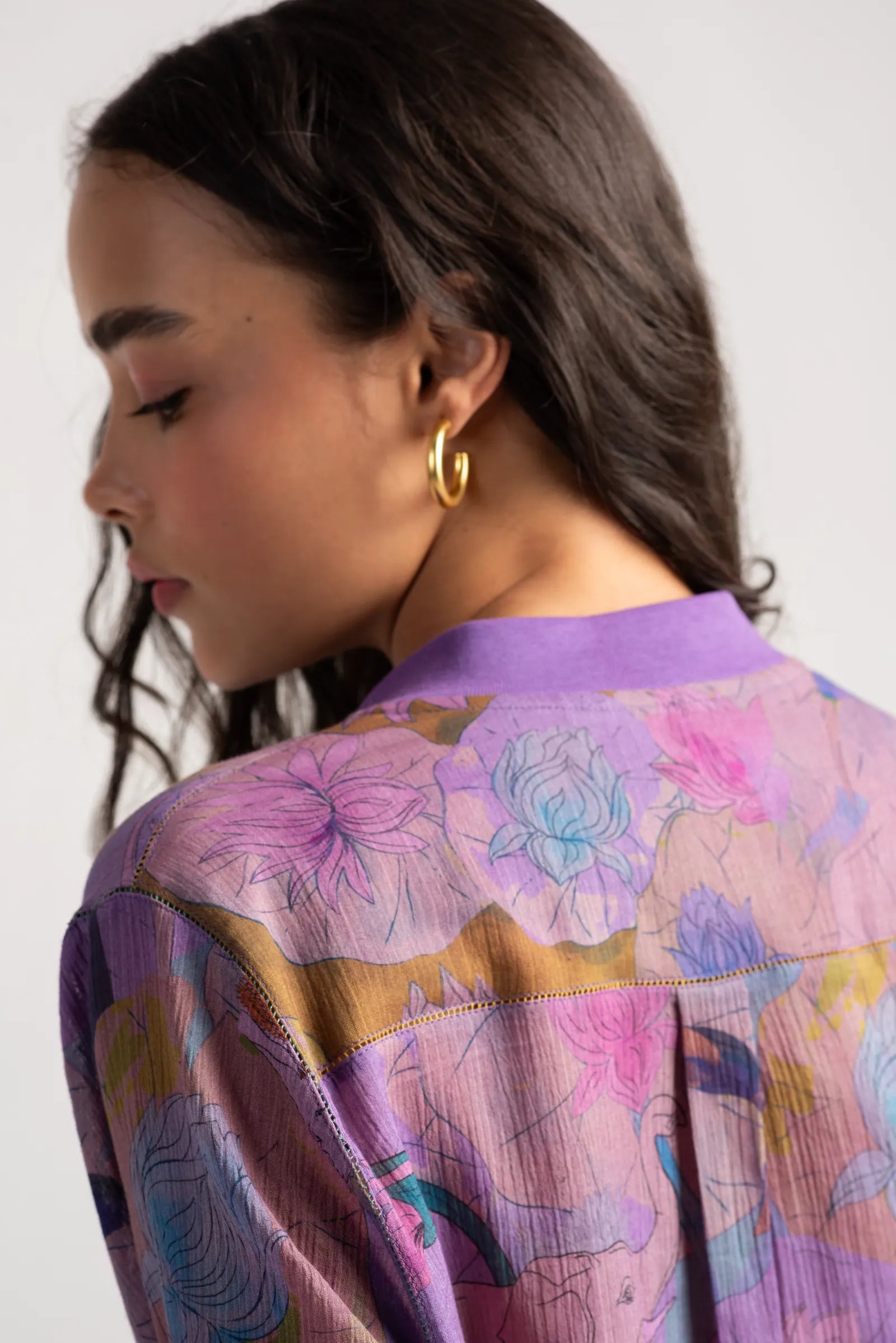 Rozana Women's Cotton Crepe Shirt in Amethyst Purple - Elegant Casual Blouse for Work, Date Night & Everyday Wear