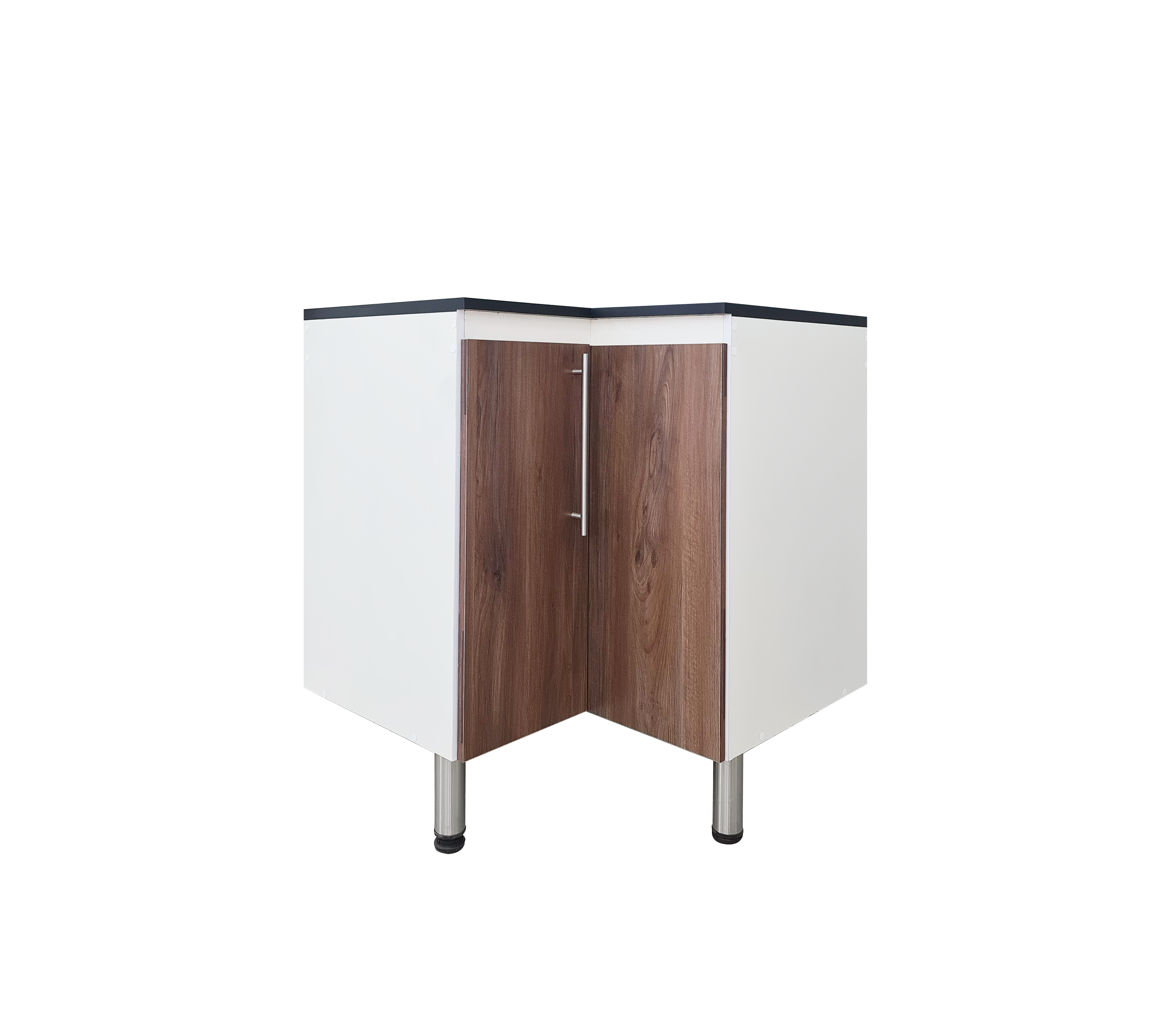Corner Kitchen Cabinet with 2 Doors & Marble-Patterned PVC Top - Space-Saving Storage for Small Kitchens & Apartments | Durable & Stylish Home Organization Solution