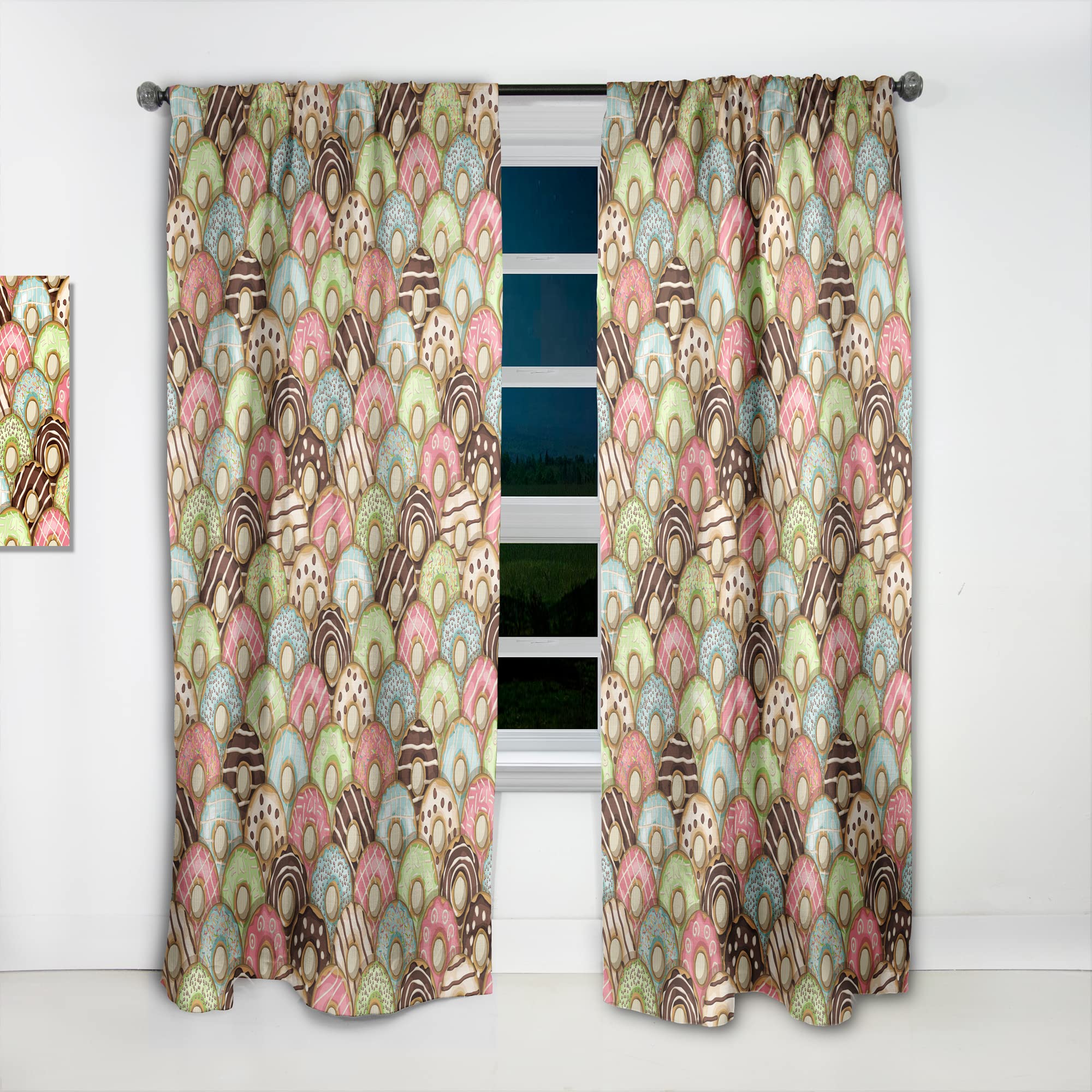 DesignQ Thermal Insulated Donut Pattern Curtains - Single Panel 52x95 Inches for Bedroom & Living Room - Blackout Window Drapes for Home Decor & Privacy