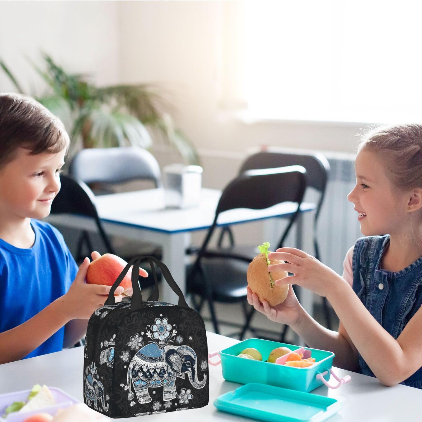 Insulated Mandala Elephant Lunch Box - Reusable Thermal Meal Bag for Kids, Adults, School, Work, Travel & Picnic | Eco-Friendly Food Container for Boys, Girls, Men & Women