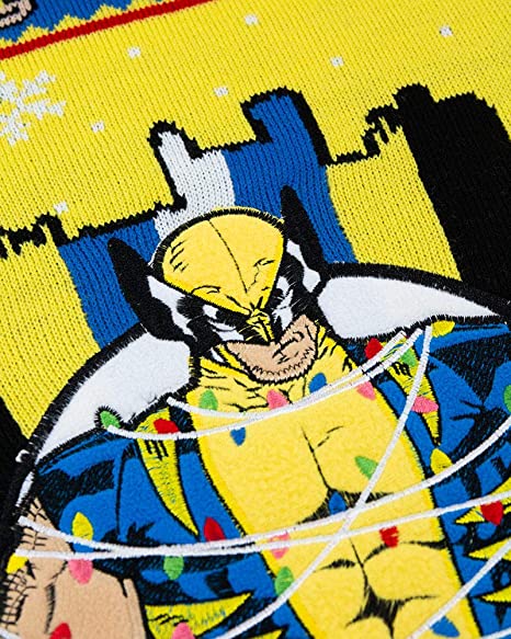 Marvel Wolverine Christmas Tree Lights Ugly Sweater - XS Size | Festive Holiday Party & Cosplay Outfit