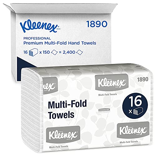 Kleenex Multifold Paper Towels (01890) - White, 16 Packs/Case, 150 Tri-Fold Towels per Pack (2,400 Total) - Ideal for Restaurants, Offices & Home Kitchens