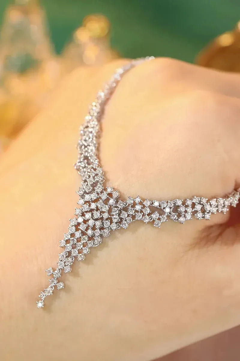 18K White Gold Diamond Necklace for Women - 3.0 Carat Real Natural Diamond Luxury Pendant - Elegant Galaxy Style Jewelry Gift for Anniversary, Wedding & Special Occasions