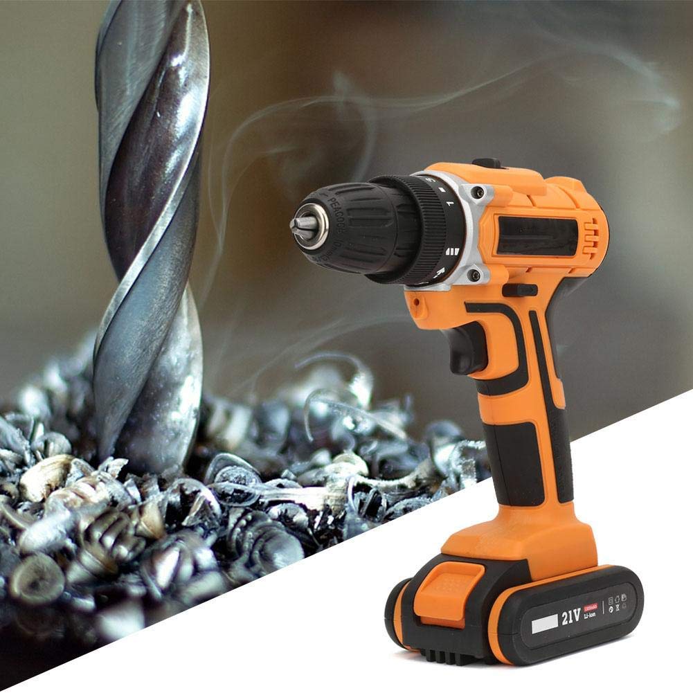21V 340W Cordless Electric Drill with 2 Batteries - Waterproof, Rechargeable Screwdriver Kit for Home DIY, Woodworking & Construction Projects
