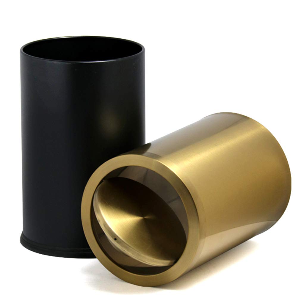 Stainless Steel Trash Can with Lid - Swing Top Bathroom & Bedroom Garbage Bin, Small Metal Waste Basket for Office, Kitchen, Living Room & Shop - Elegant Gold Finish | Perfect for Home, Office & Commercial Spaces
