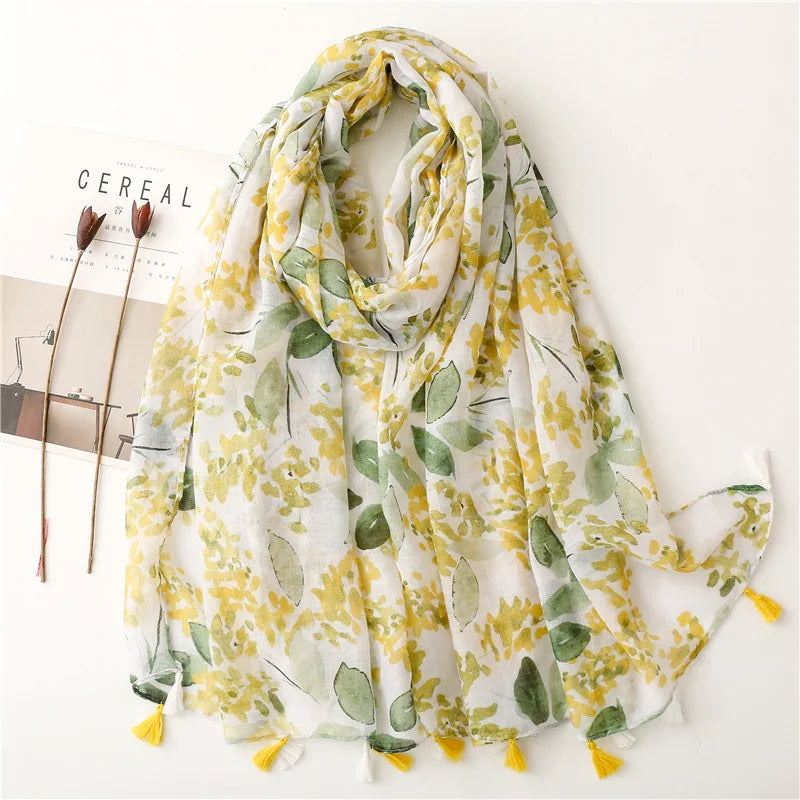 2023 Fashion Paisley Abstract Floral Tassel Viscose Shawl Scarf - Women's Lightweight Pashmina Wrap Stole & Muslim Hijab (180x90cm) - Perfect for Daily Wear, Office, Parties & Prayer