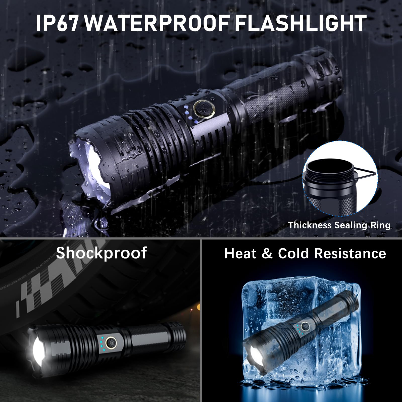 Alifa 2-Pack Rechargeable Flashlights - 1000000 Lumens Super Bright LED Tactical Flashlight, 5 Modes & Zoomable, Waterproof & High-Powered - Perfect for Camping, Hiking, Emergency & Outdoor Adventures