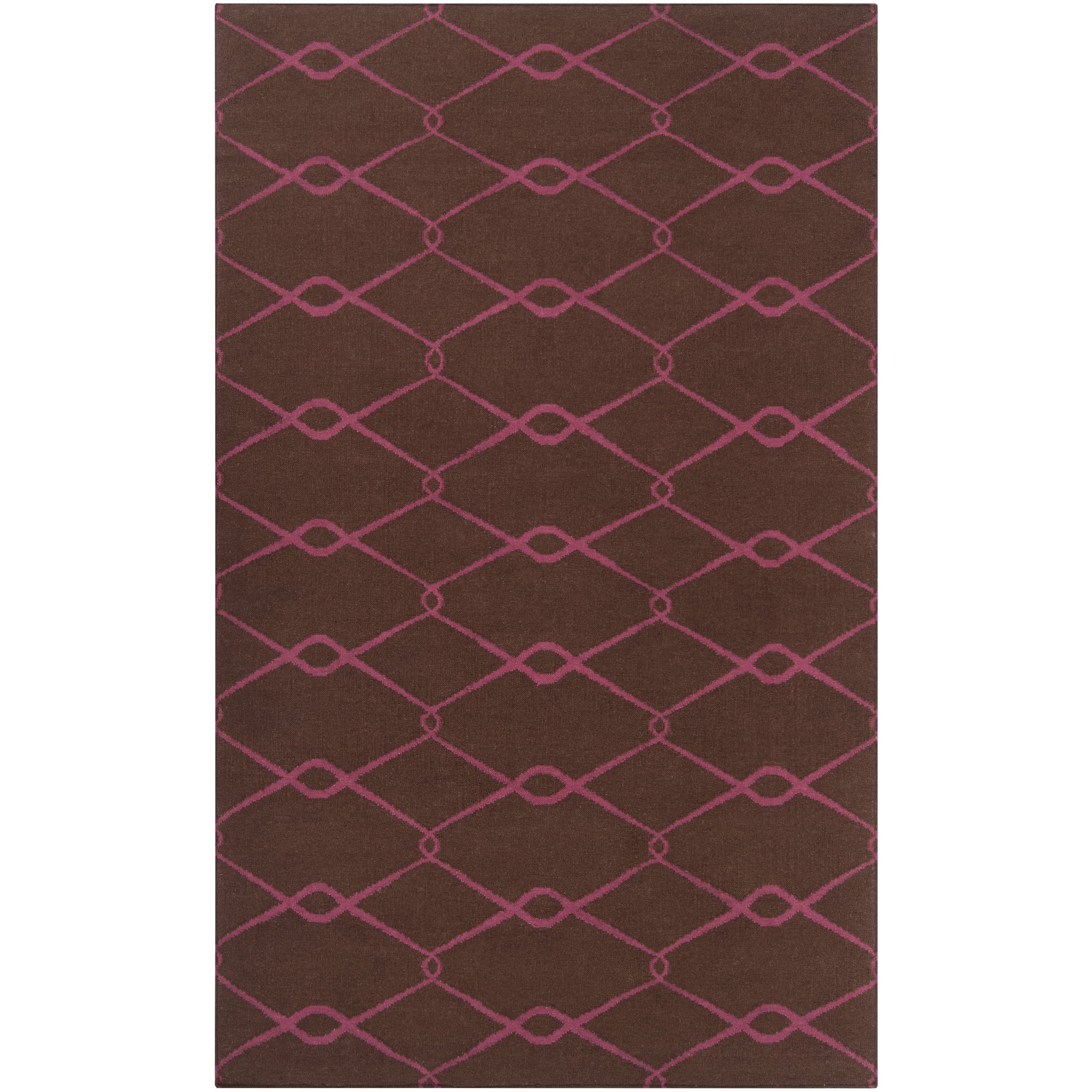 Stylish SURYA Fallon Jill Rosenwald Lattice Flatweave Area Rug - 8x11 Feet, Dark Chocolate & Cerise - Perfect for Living Room, Bedroom & Office Decor