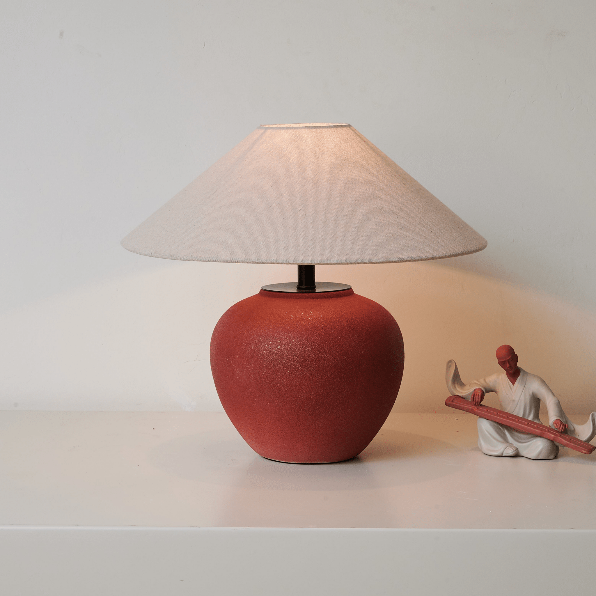 Terra Rouge Table Lamp - Modern Bedside Nightstand Light for Living Room, Bedroom, Office - Warm White LED Lighting for Home Decor & Reading