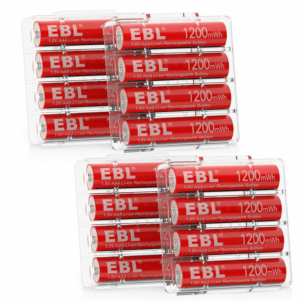 EBL 1.5V AAA Rechargeable Lithium Ion Batteries 1200mWh - Long Lasting Power for Cameras, Flashlights, Toys & Electronic Devices