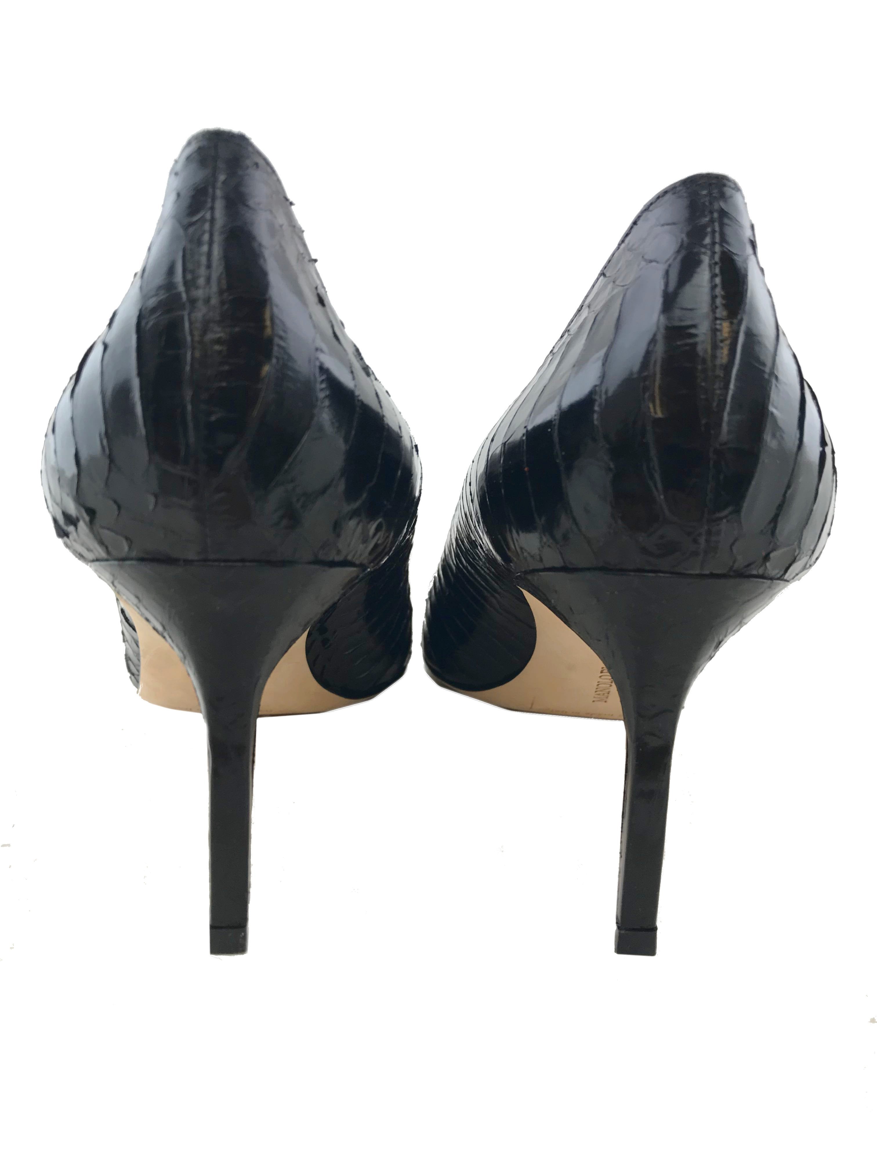 Manolo Blahnik BB Pumps Women's Size 7 - Genuine Snakeskin Heels for Weddings, Parties & Special Occasions