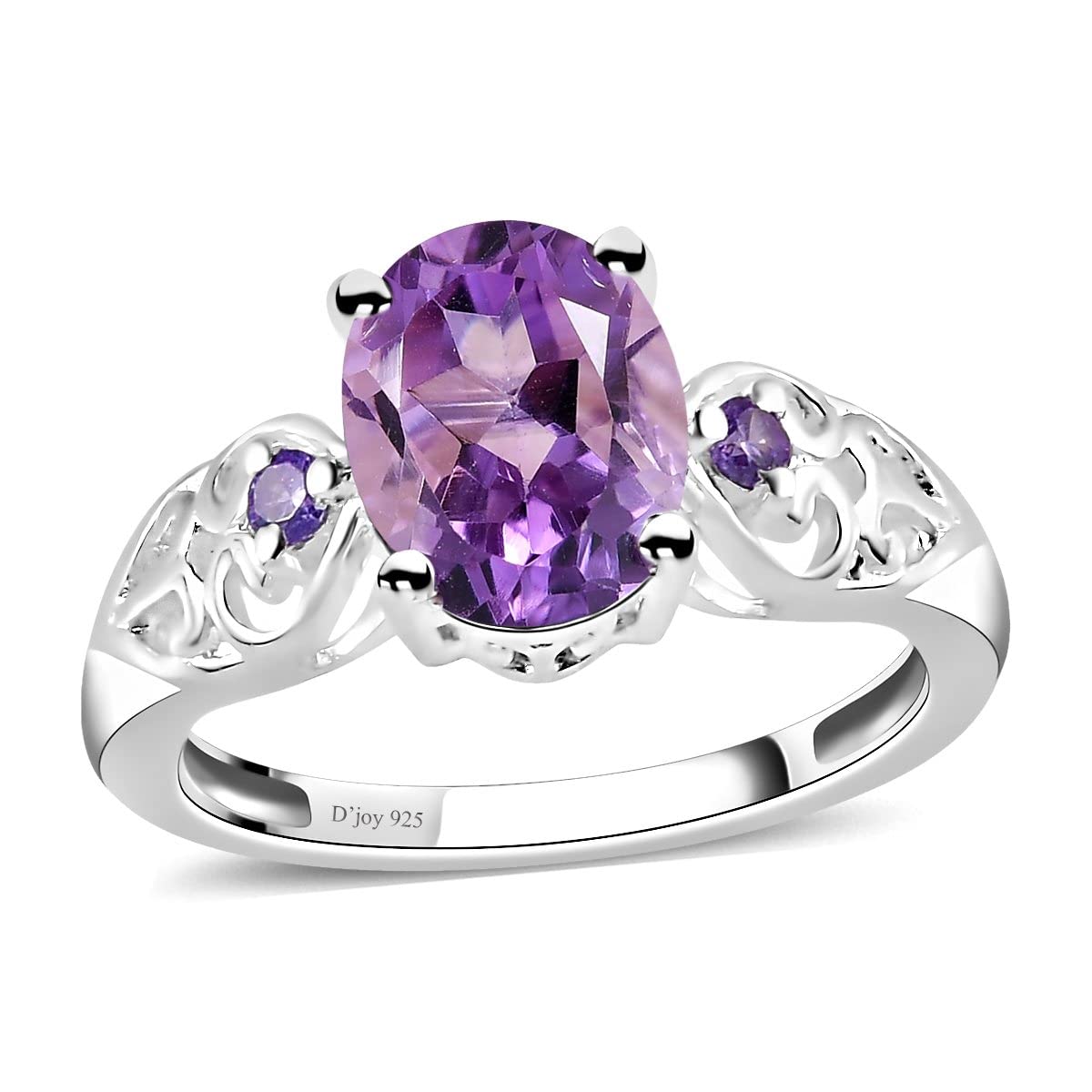 Shop LC 925 Sterling Silver Amethyst & Cubic Zirconia Ring for Women - 1.4 Cttw Purple Crystal Jewelry, Perfect Graduation Gift & Everyday Elegance