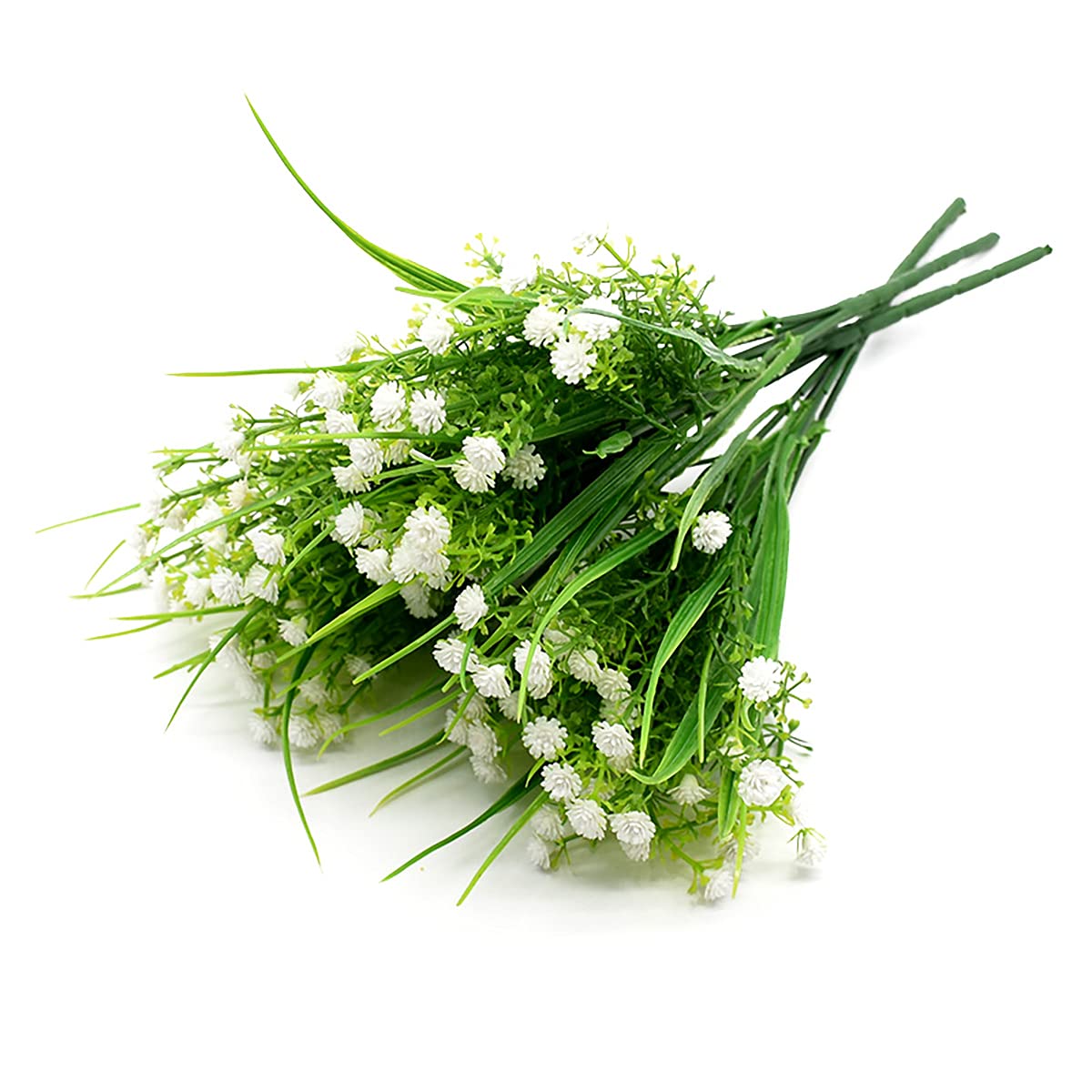 Queenbox 12.6 Inch Artificial Flowers Fake Plastic Plants - White Leaves Branches Bouquet for Wedding Centerpieces, Table Vase Decor, Home & Office Decorations | Perfect for Weddings, Parties, and Home Décor