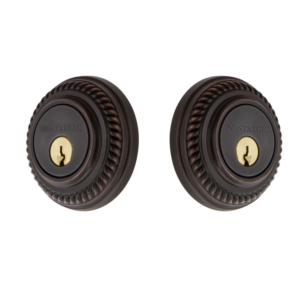 Nostalgic Warehouse Vintage Rope Rosette Deadbolt Lock - Timeless Bronze Finish for Classic Home & Cabin Doors | Perfect for Rustic, Farmhouse & Cottage Style Interiors