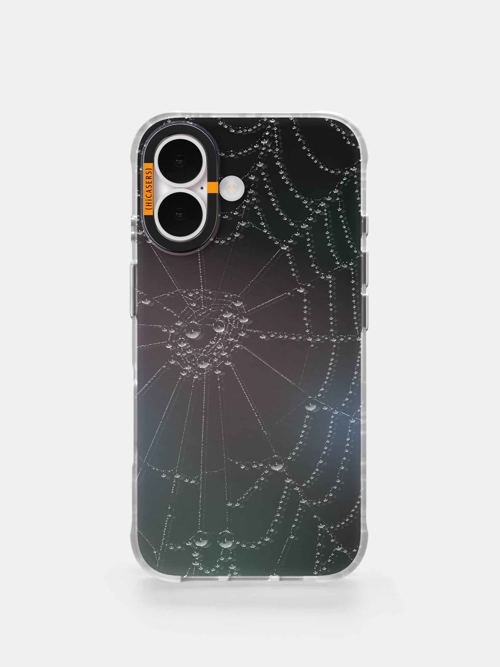 Iridescent Mirror Phone Case for iPhone & Samsung - Dewdrop Web Design, Grey - Perfect for Parties, Selfies & Everyday Glam