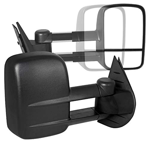 Spec-D Power Towing Mirrors for Trucks & SUVs - Heated, Power-Adjustable, Smoked Lens - Perfect for Towing Trailers, Boats & RVs