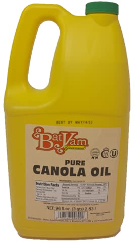 BatYam Gourmet Pure Canola Oil 96 Oz - Kosher Certified, Non-GMO, Heart-Healthy Cooking Oil - Perfect for Frying, Baking & Salad Dressings