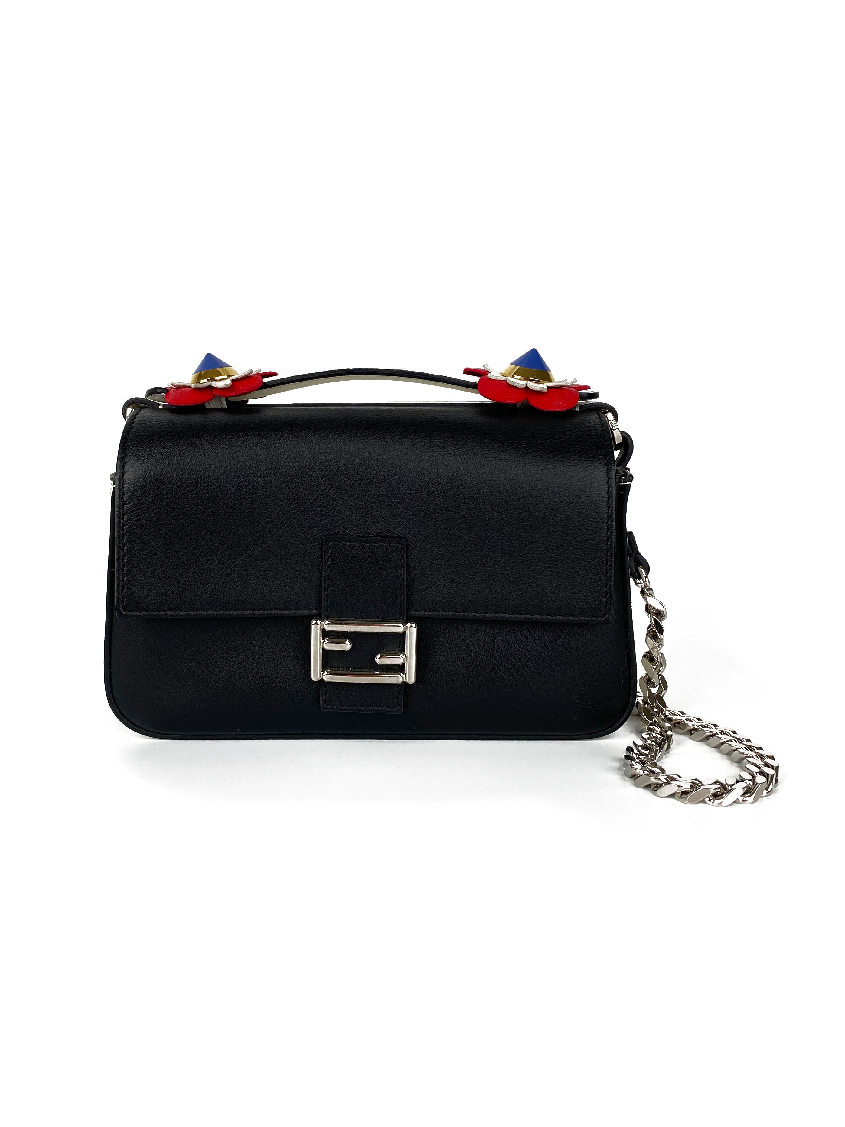 Fendi Black & Nude Micro Double Baguette Bag - Luxury Designer Crossbody Purse for Women | Perfect for Evening Parties, Date Nights & Special Occasions