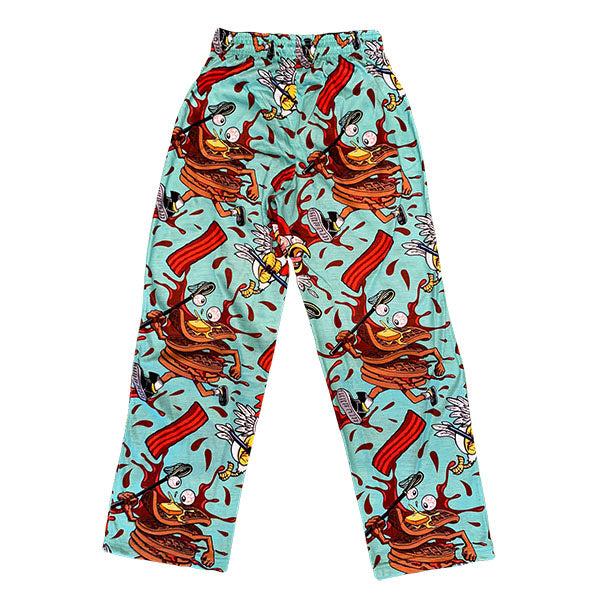 Comfy Youth Chicken & Waffle Print Lounge Pants - Soft Cotton Sleepwear & Casual Home Wear for Boys & Girls - Perfect for Sleepovers, Relaxing & Family Time