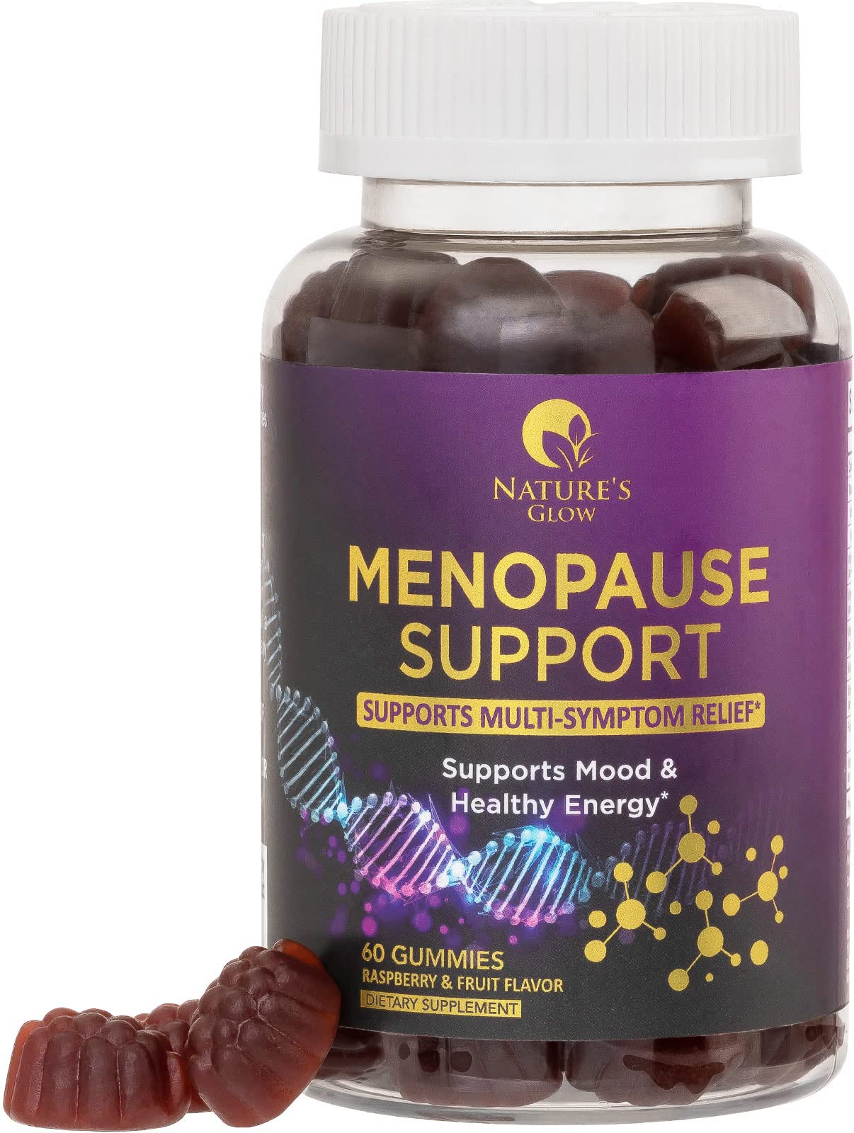 Natural Menopause Relief Gummies for Women - Hot Flashes, Night Sweats & Energy Support | Non-GMO, Gluten-Free Vitamin Supplement | 60 Count | Perfect for Work, Travel & Daily Wellness