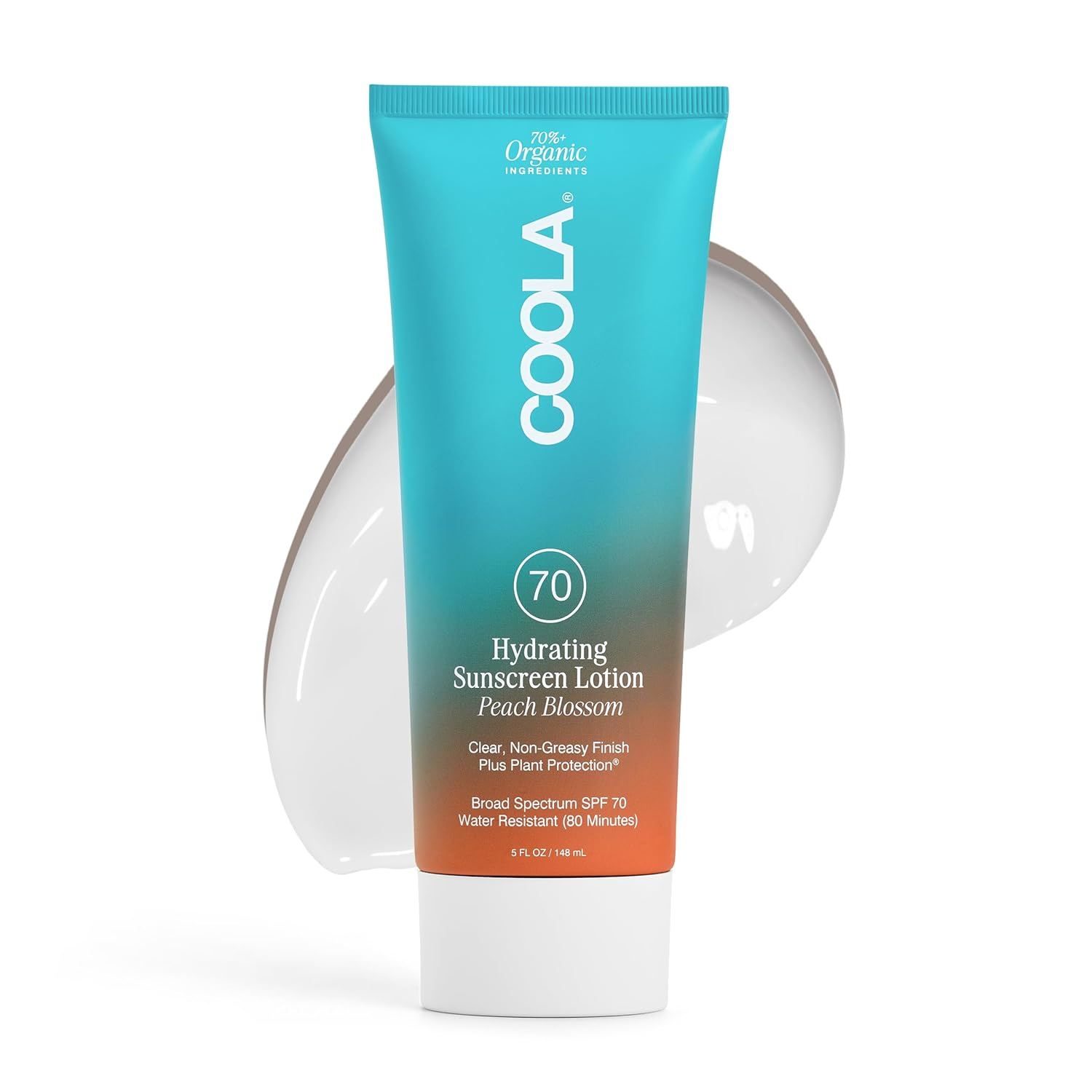 COOLA Classic Body Organic Sunscreen Lotion SPF 70 - Peach Blossom Scent | Broad Spectrum UVA/UVB Protection | Water Resistant | Vegan & Reef Safe | Perfect for Beach, Pool & Outdoor Activities