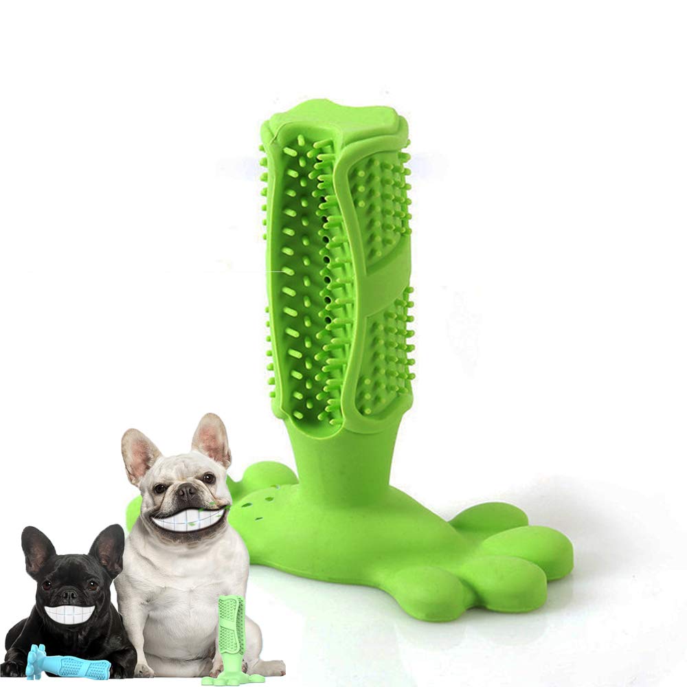 CHPOO Natural Rubber Dog Chew Toys - Dental Teeth Cleaning Sticks for Small to Medium Dogs, Bite-Resistant Toothbrush Chew Toy for Oral Care (Green, 2-Pack) - Perfect for Puppy Teething & Dental Hygiene at Home