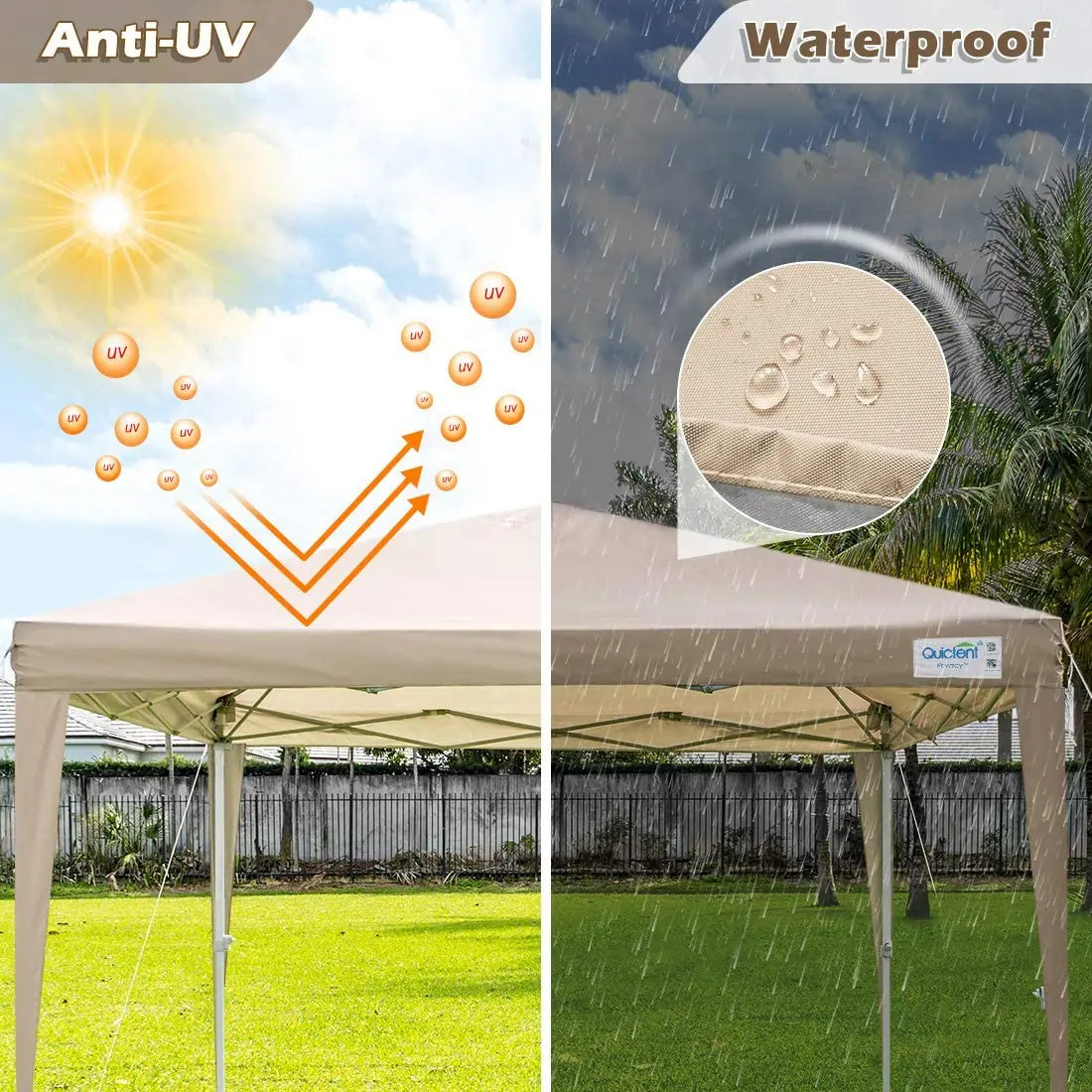 10' x 10' Instant Pop Up Canopy Tent with No Side Walls - Portable Outdoor Shelter for Camping, Beach, Picnics & Backyard Parties