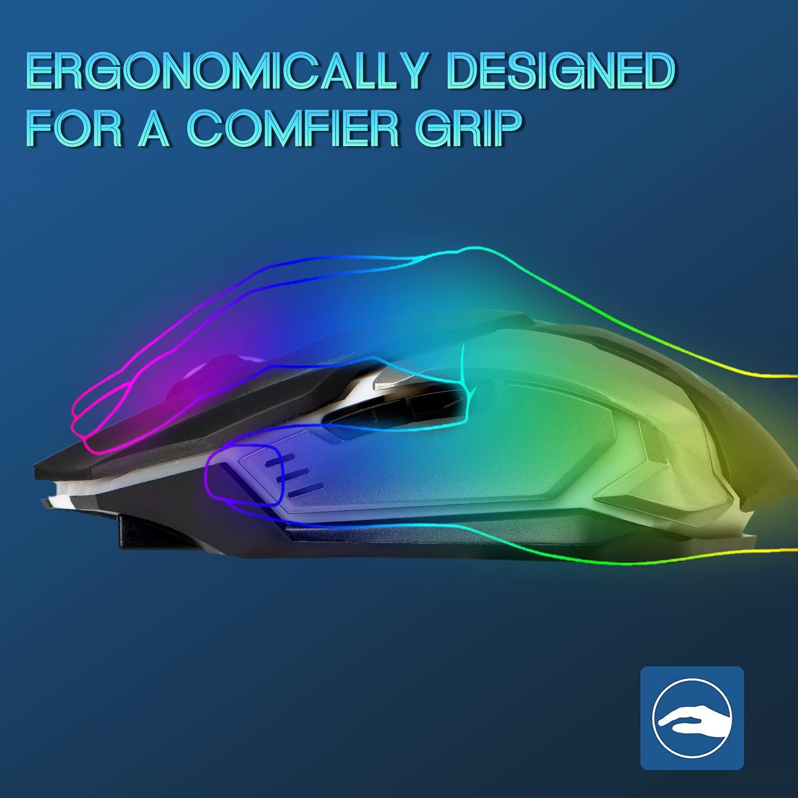 VEGCOO C8 Wireless Gaming Mouse - Silent Click Rechargeable Mouse with RGB LED Lights, 3 Adjustable DPI (800/1600/2400), 400mAh Battery for PC, Laptop, Mac - Perfect for Gaming, Office Work & Home Use (Black)