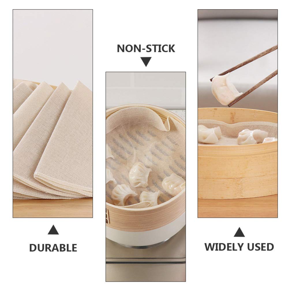 10-Piece Bamboo Steamer Liners Set - Reusable Steamer Cloth Pads for Dumplings, Buns & Bao - Perfect for Dim Sum, Asian Cooking & Healthy Meal Prep