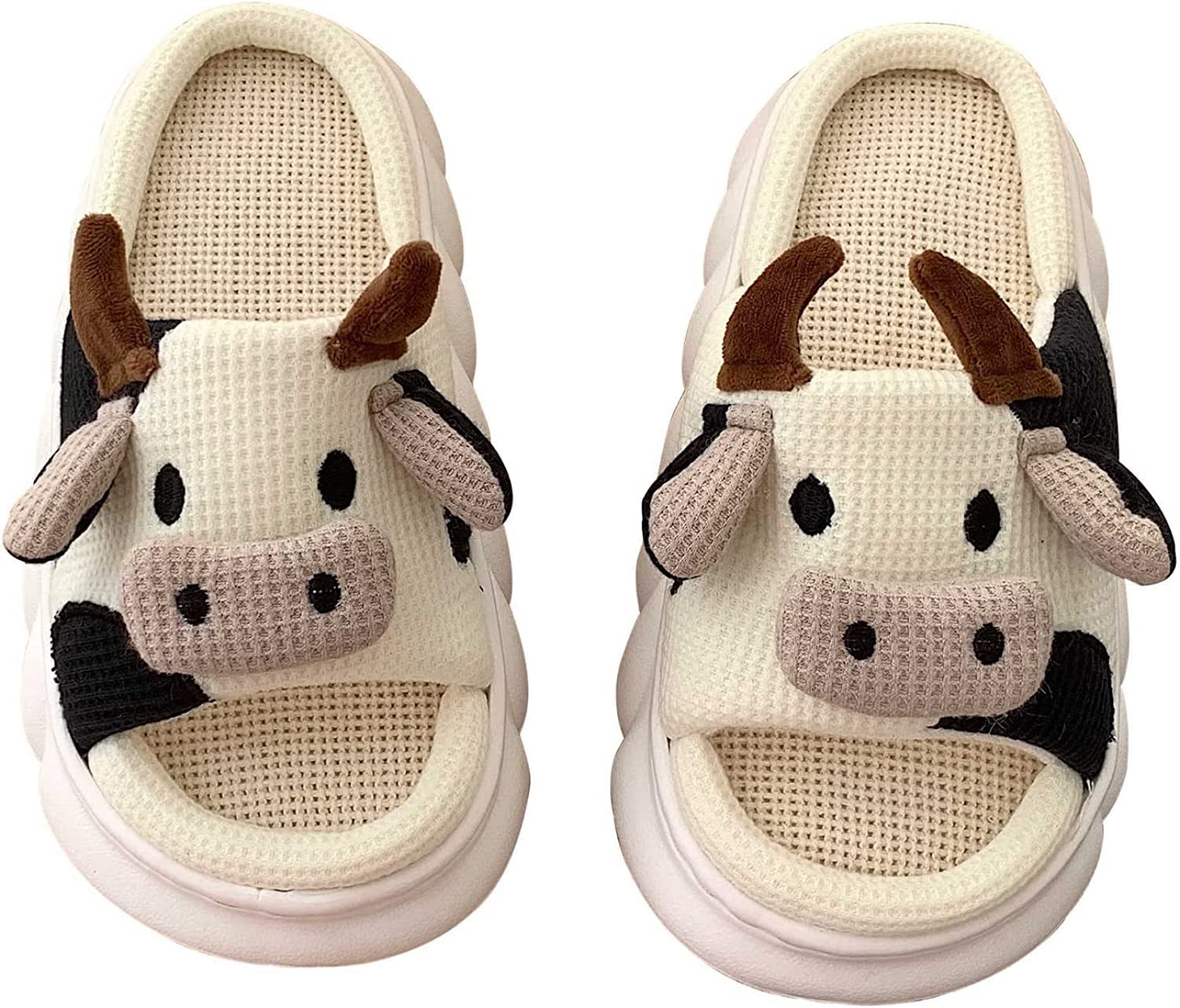 Comfy Cow Slippers for Women & Men - Soft Animal Print Slides with Thick Sole - Cozy Indoor House Shoes for Winter, Lounge & Home Relaxation