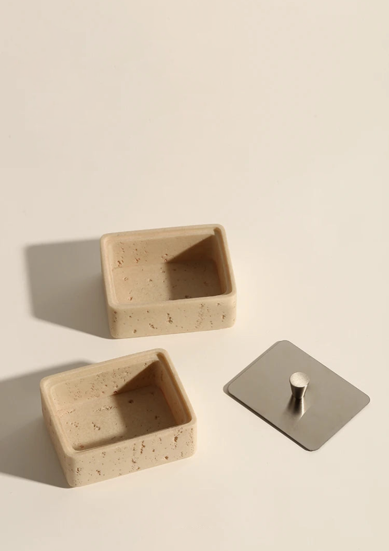 Stackable Travertine Organizer - Stylish Bathroom & Kitchen Storage Tray for Jewelry, Cosmetics, and Essentials