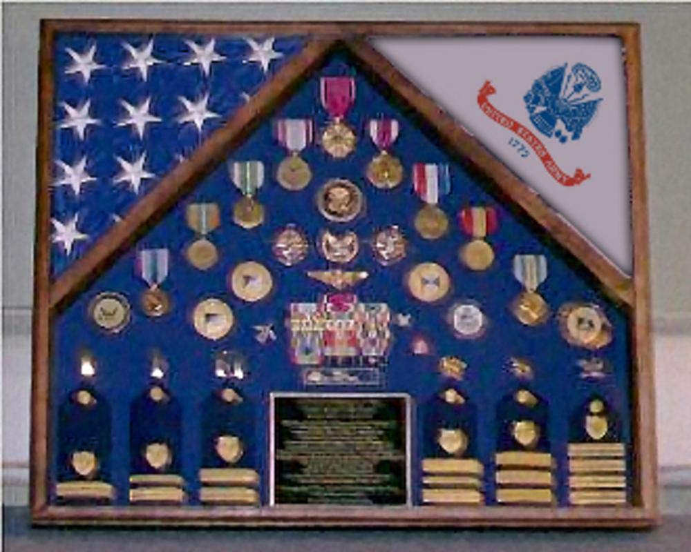 Army Flag Shadow Box Display Case - Military Memorabilia Frame for US Army Flags & Patches - Perfect for Home Decor, Office Display, and Veteran Gifts