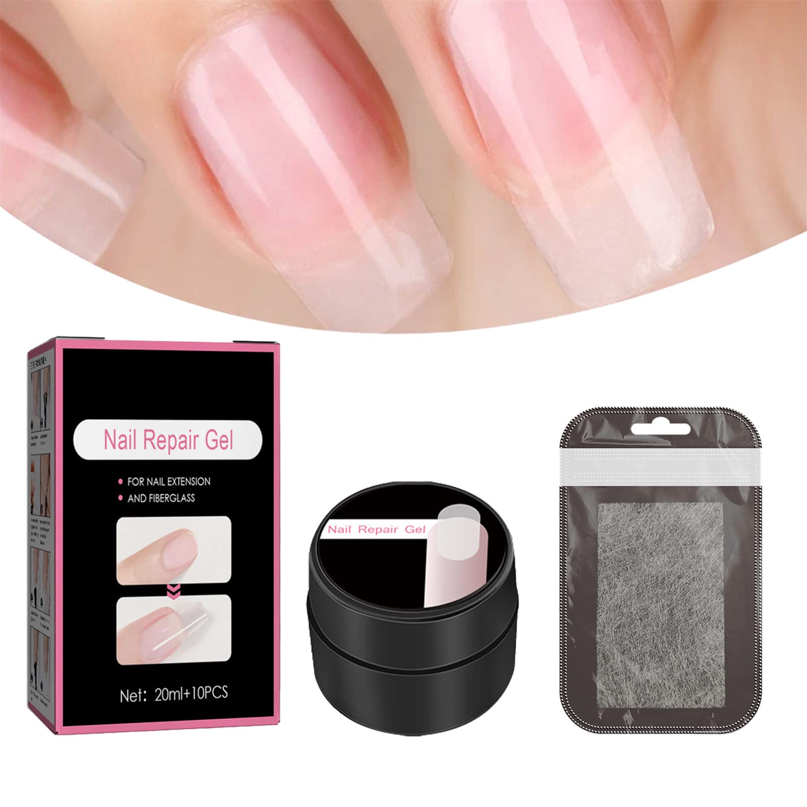 KDGENG Fiberglass Nail Extension Kit - Instant Cracked Nail Repair Gel with Quick Extending Shaping | Professional Salon & DIY Home Manicure Set (1 Set)