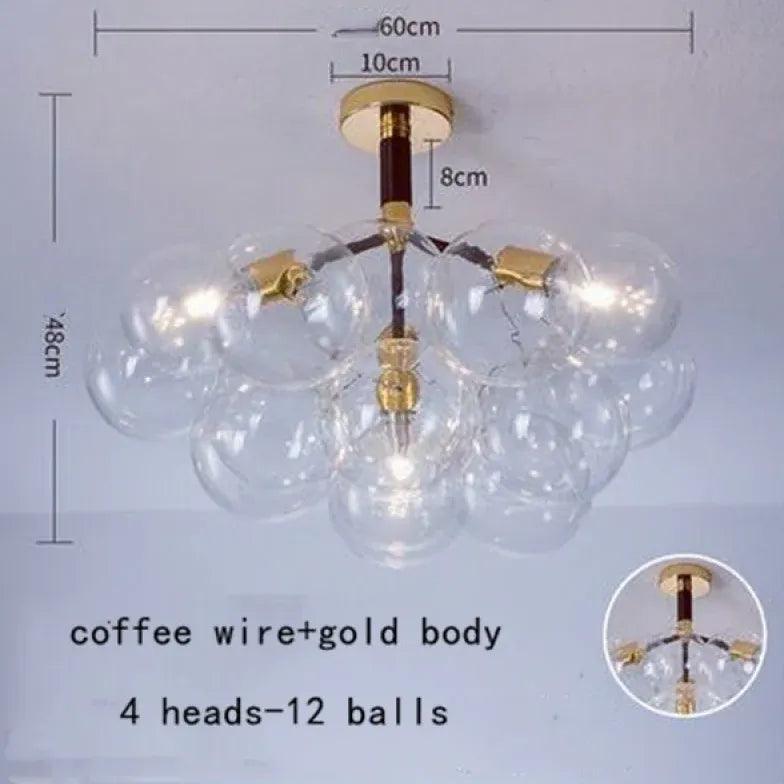 Elegant Transparent Glass Bubble Chandelier - Modern Artistic Lighting Fixture for Dining Room, Living Room & Bedroom Decor