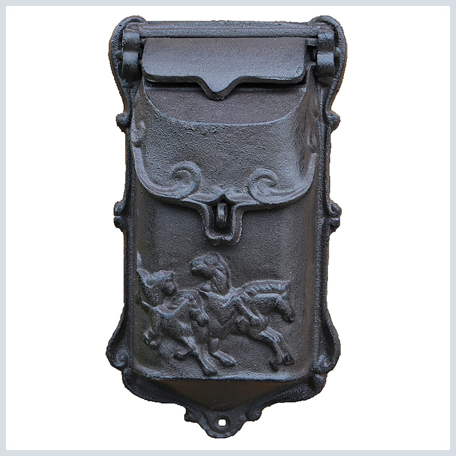 Vintage Cast Iron Wall Mount Mailbox with Lock - Heavy Duty Farmhouse Style Decorative Letter Box for Home, Garden & Porch - Perfect for Rustic, Countryside & Vintage Themed Outdoor Decor