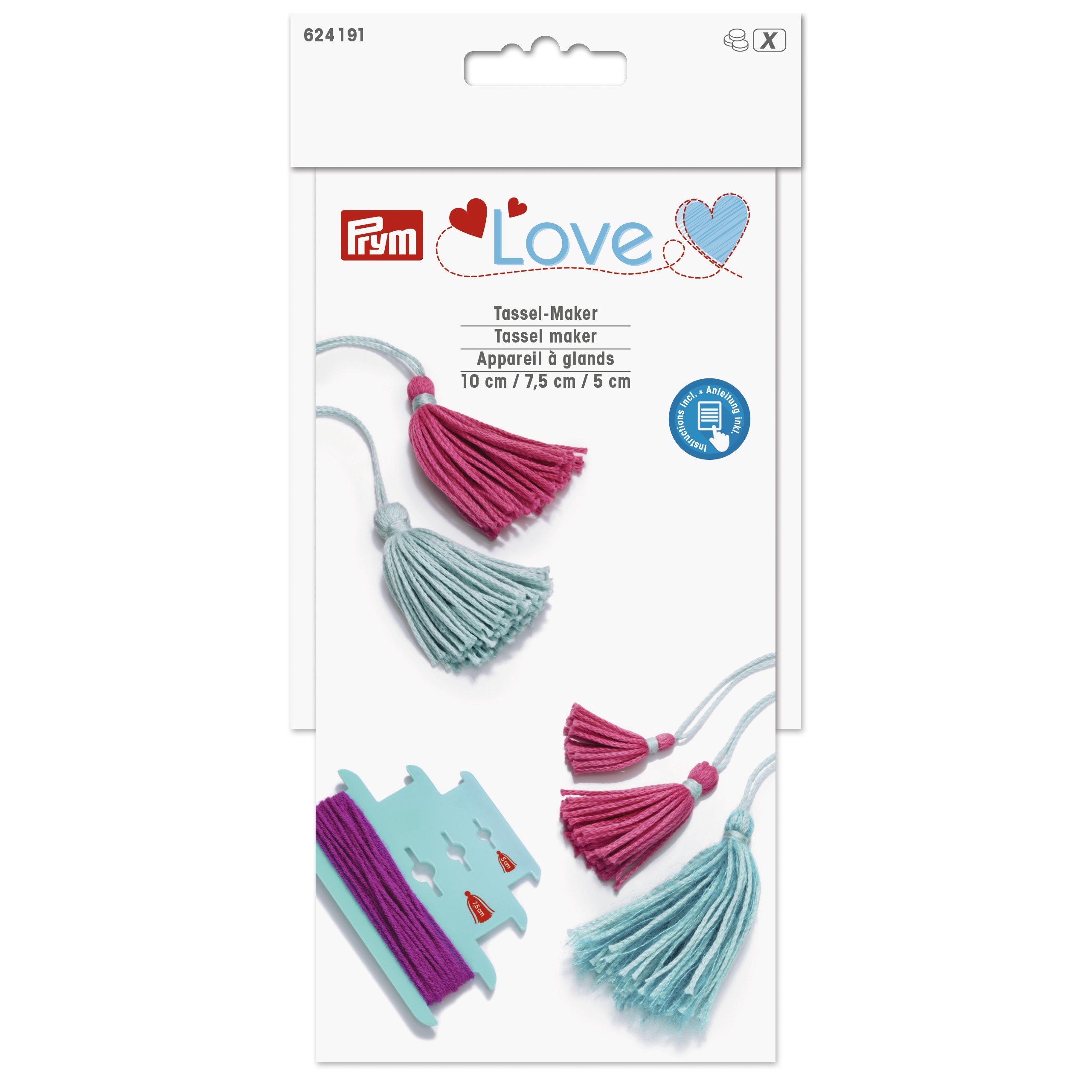 Prym Love Tassel Maker Kit - Blue DIY Craft Tool (24x10x2cm) for Home Decor, Scrapbooking & Gift Wrapping