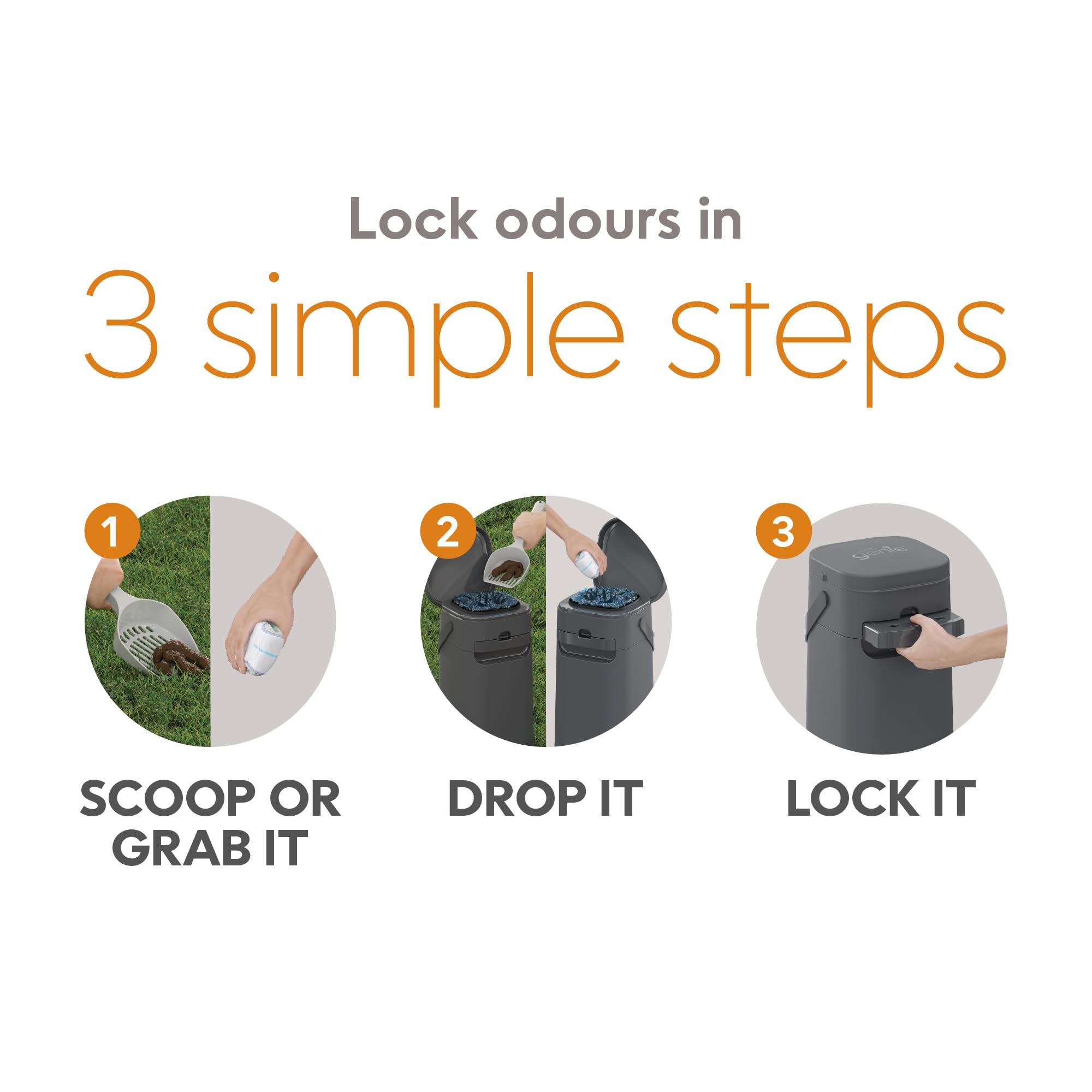 Pet Genie Pail - Odor-Controlling Dog Waste Disposal System for Indoor & Outdoor Use | Includes 1 Square Refill Bag (Lasts 2 Months) | Perfect for Backyards, Patios & Pet Stations
