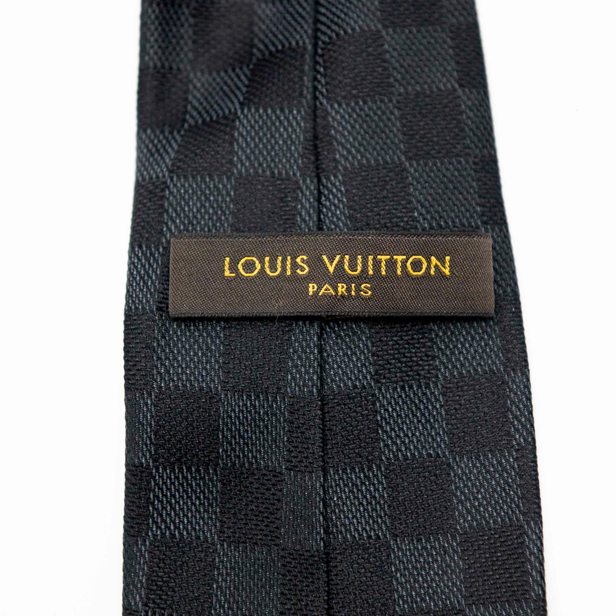 Louis Vuitton Black Damier Classique Necktie for Men - Luxury Silk Tie for Business, Wedding & Formal Occasions