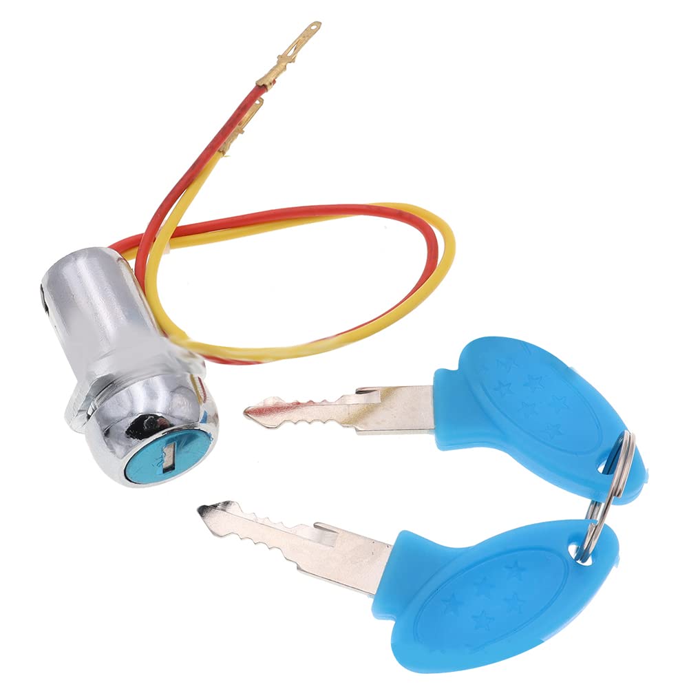 Universal Ignition Key Switch with Wires - Compatible with Scooter, ATV, Moped, Kart & Motorcycle - Durable Electric Key Lock for Off-Road Vehicles & Power Sports - Perfect for Replacement & DIY Repairs