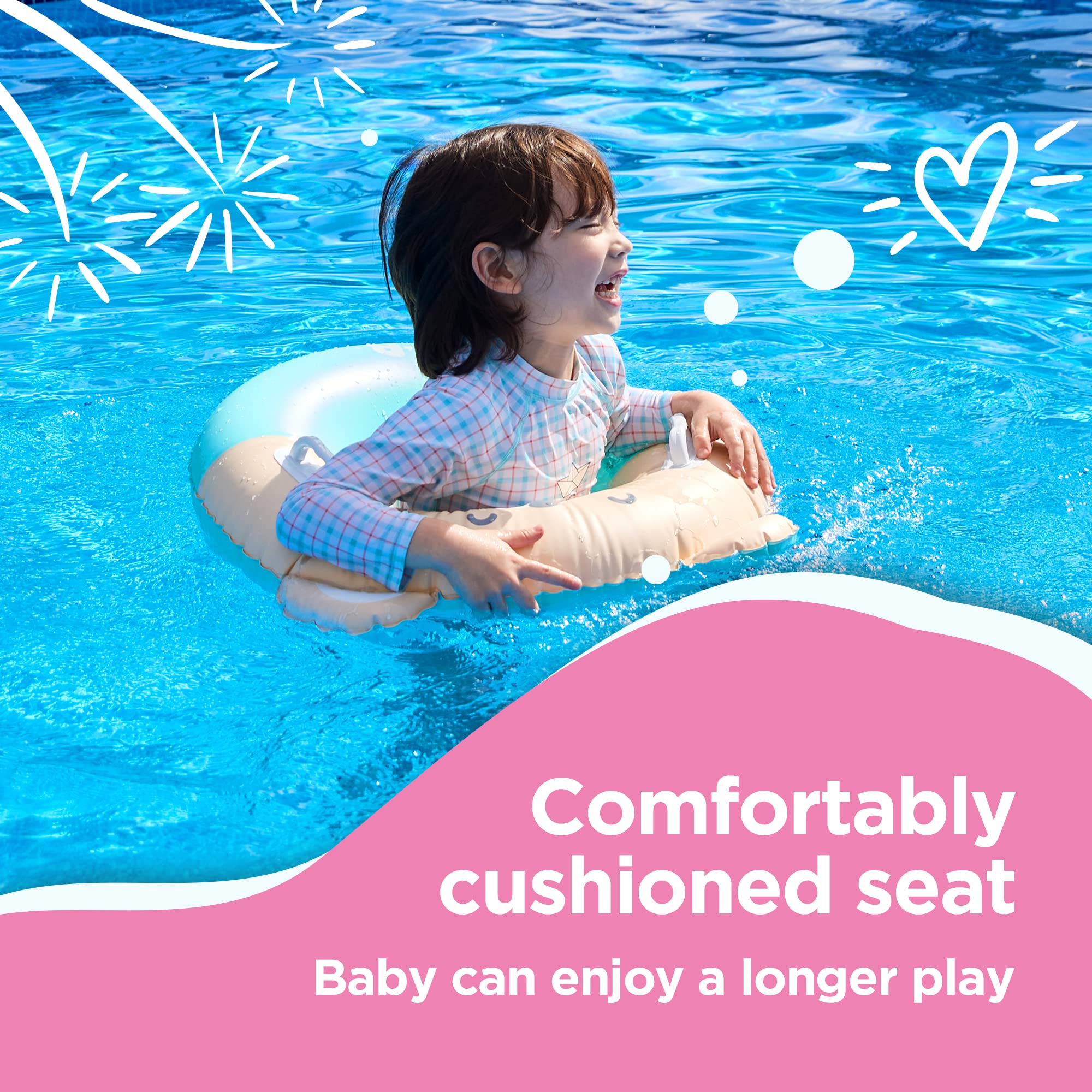 NAI-B Baby Swim Float Tube - Inflatable Swimming Pool Ring with Seat for Toddlers 2-5 Years Old | Blow Up Swim Training Aid for Boys & Girls | Perfect for Pool, Beach & Water Safety Learning