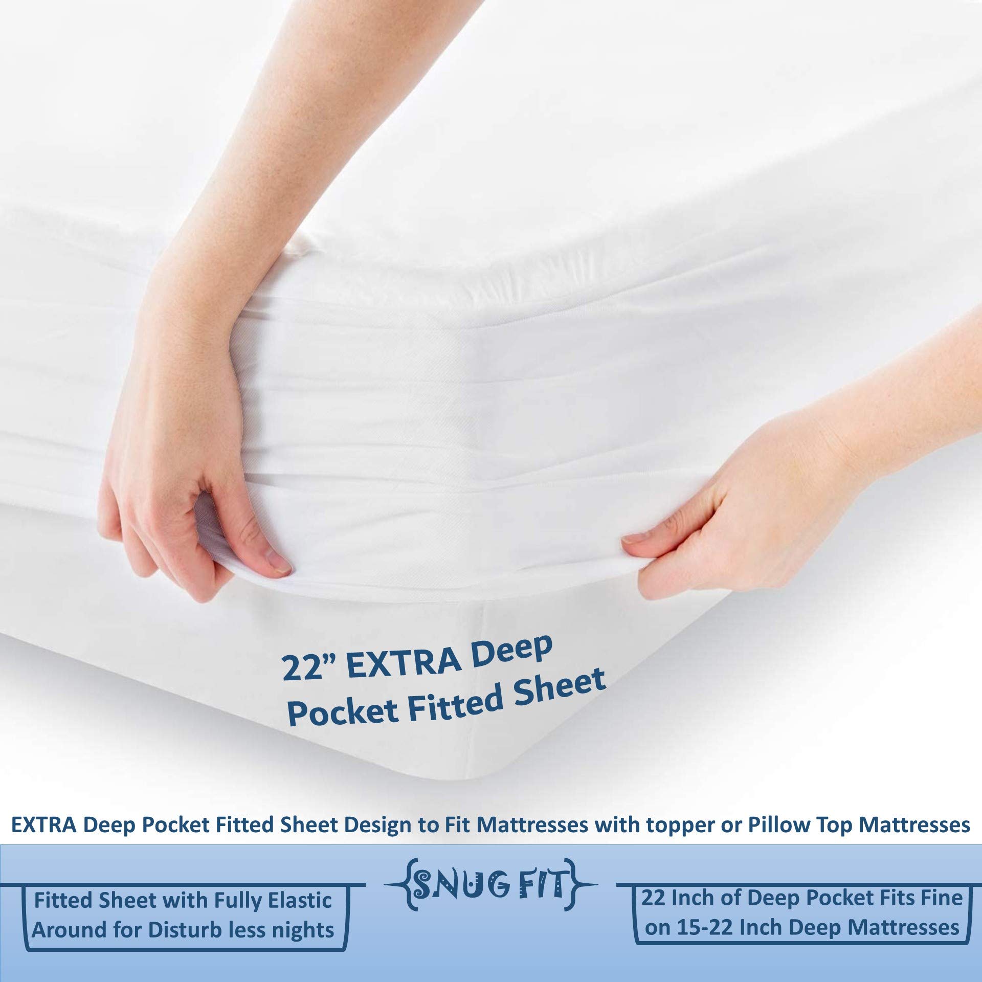 Luxury 100% Giza Egyptian Cotton Sheets Set - 4PC Extra Deep Pocket (22