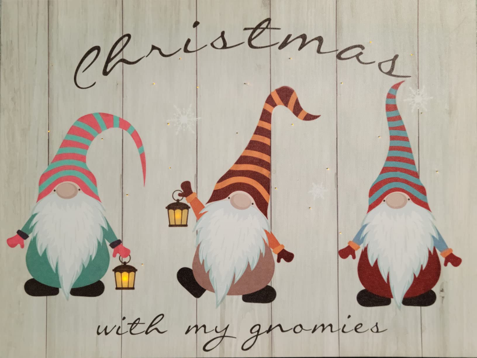Gnome Lighted LED Canvas Wall Art - Christmas with My Gnomies Holiday Decor - 15.75 x 11.81 Inch Automatic 6-Hour Timer Picture - Battery Powered (AA) - Perfect for Living Room, Bedroom & Christmas Home Decoration