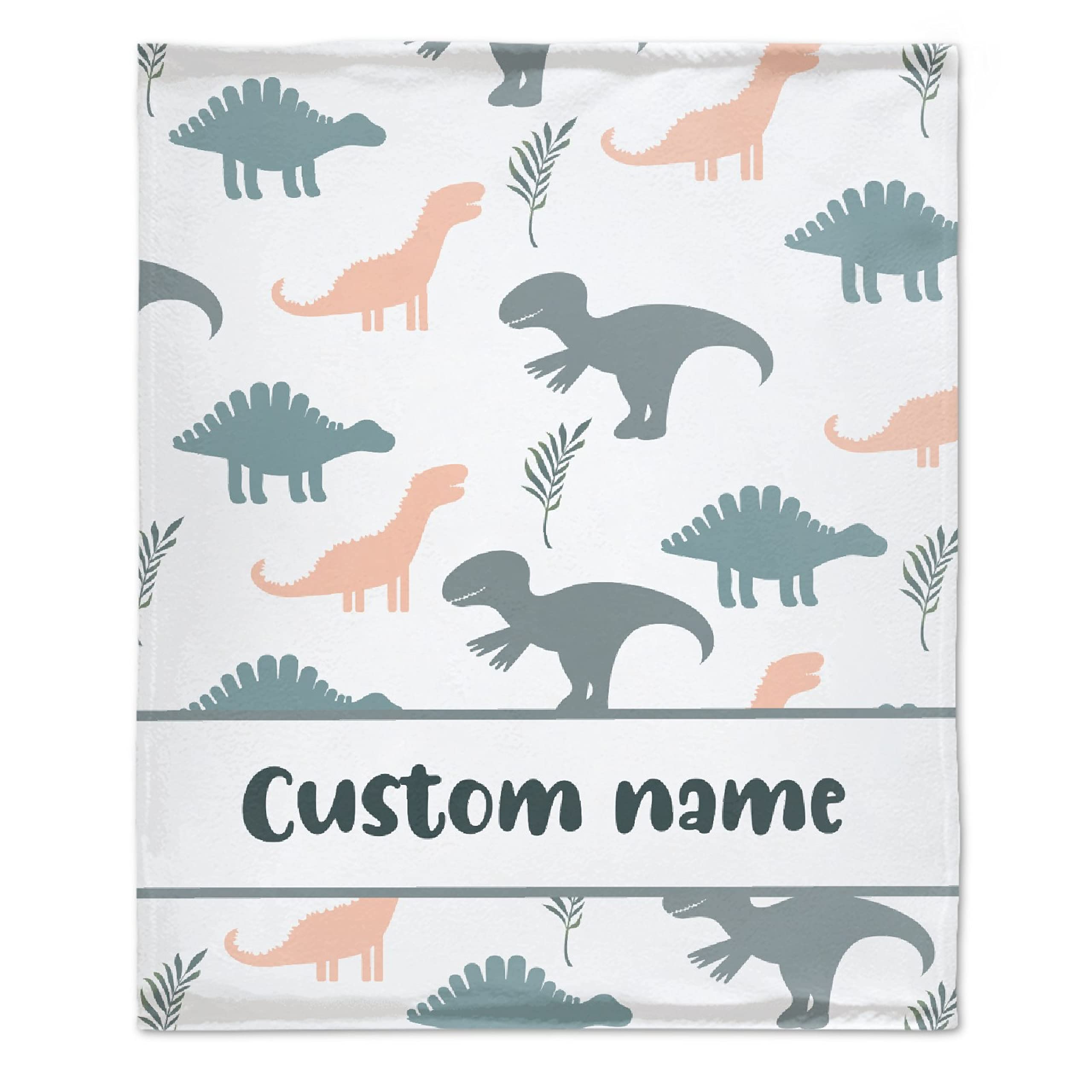Personalized Dinosaur Baby Blanket with Name - Custom Soft Lightweight Swaddling Blanket for Boys & Girls (90x120in) - Perfect for Nursery, Toddler Bedding, Birthday Gifts & Photo Props