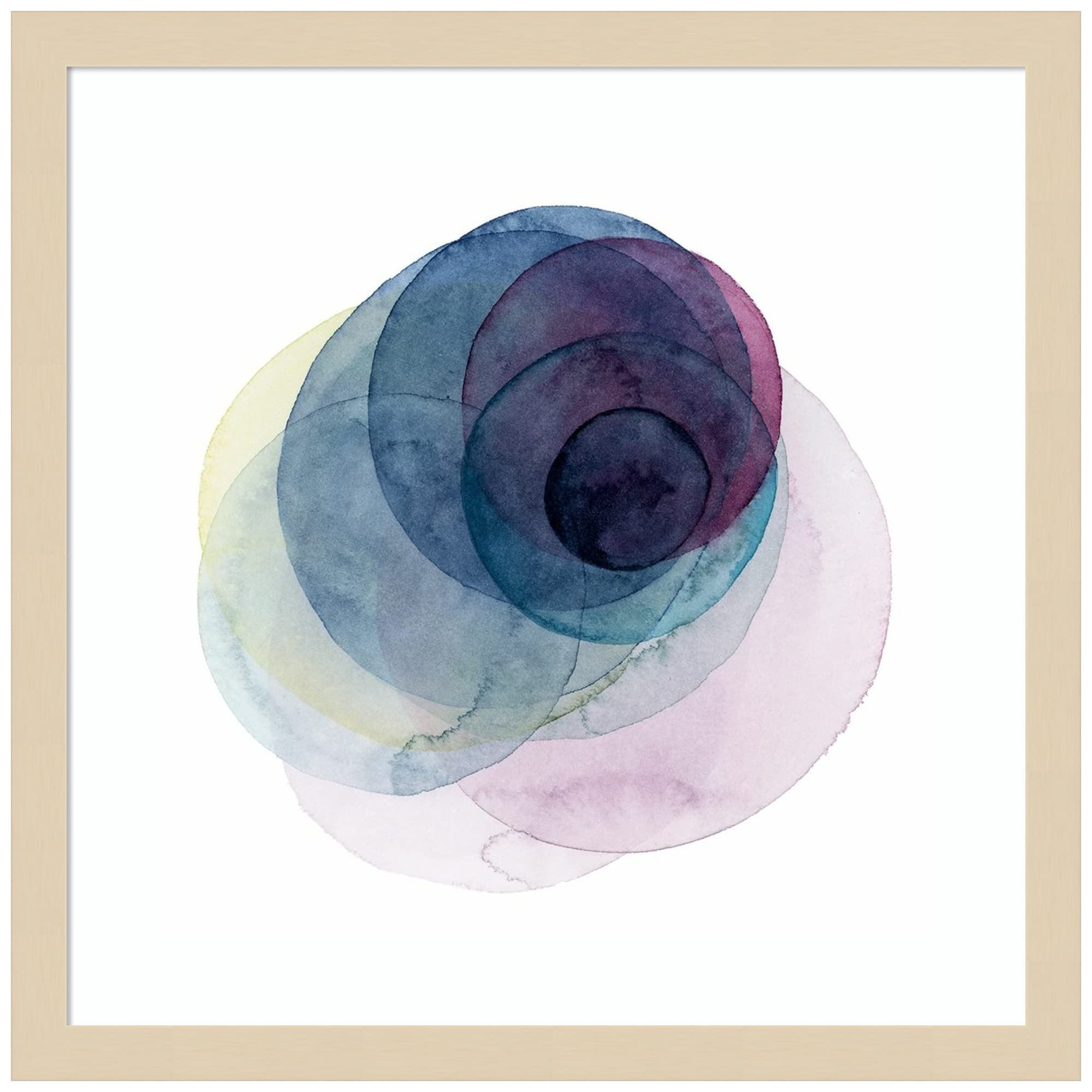 Grace Popp Evolving Planets III Wood Framed Wall Art Print - 17x17 Inches, Svelte Natural Frame - Modern Home Decor for Living Room, Bedroom & Office