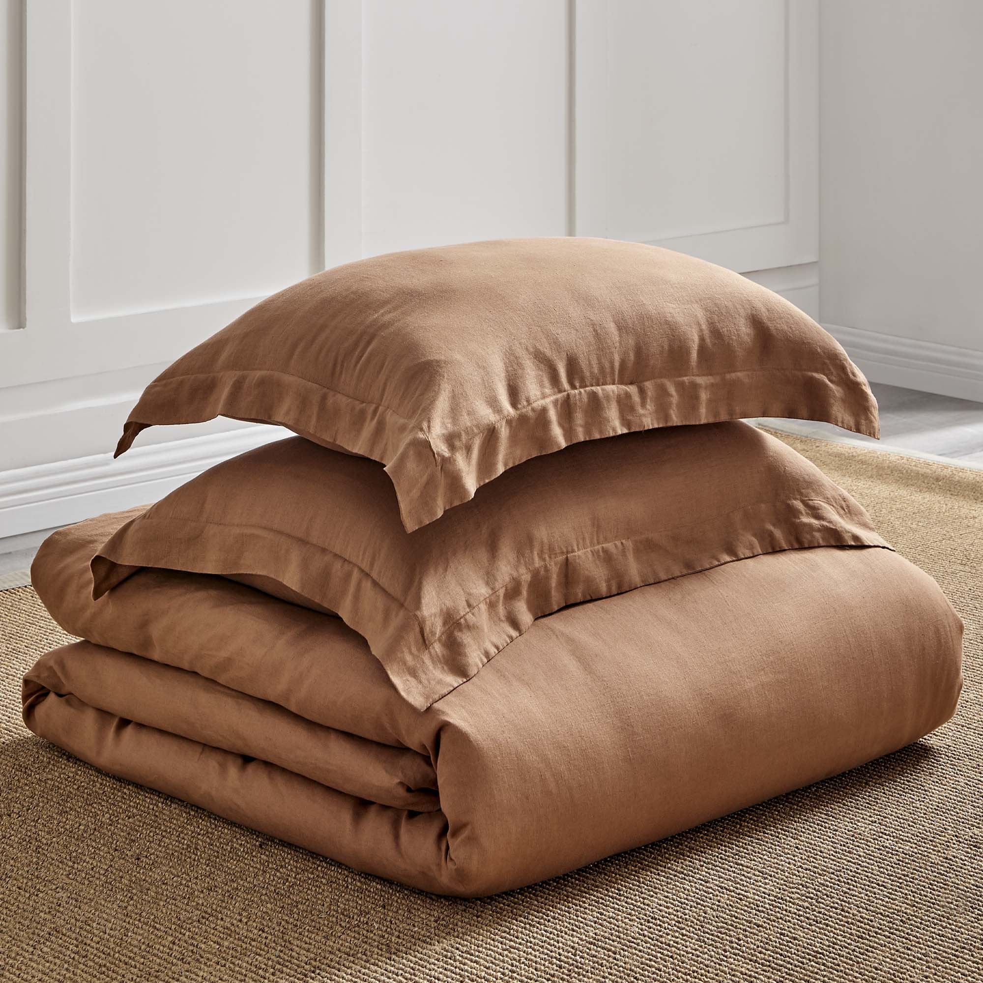 Premium Washed Linen Duvet Cover Set - Breathable & Soft 100% Natural Flax Fabric - Queen Size Bedding for Summer & All Seasons - Perfect for Cozy Bedrooms, Guest Rooms & Vacation Homes
